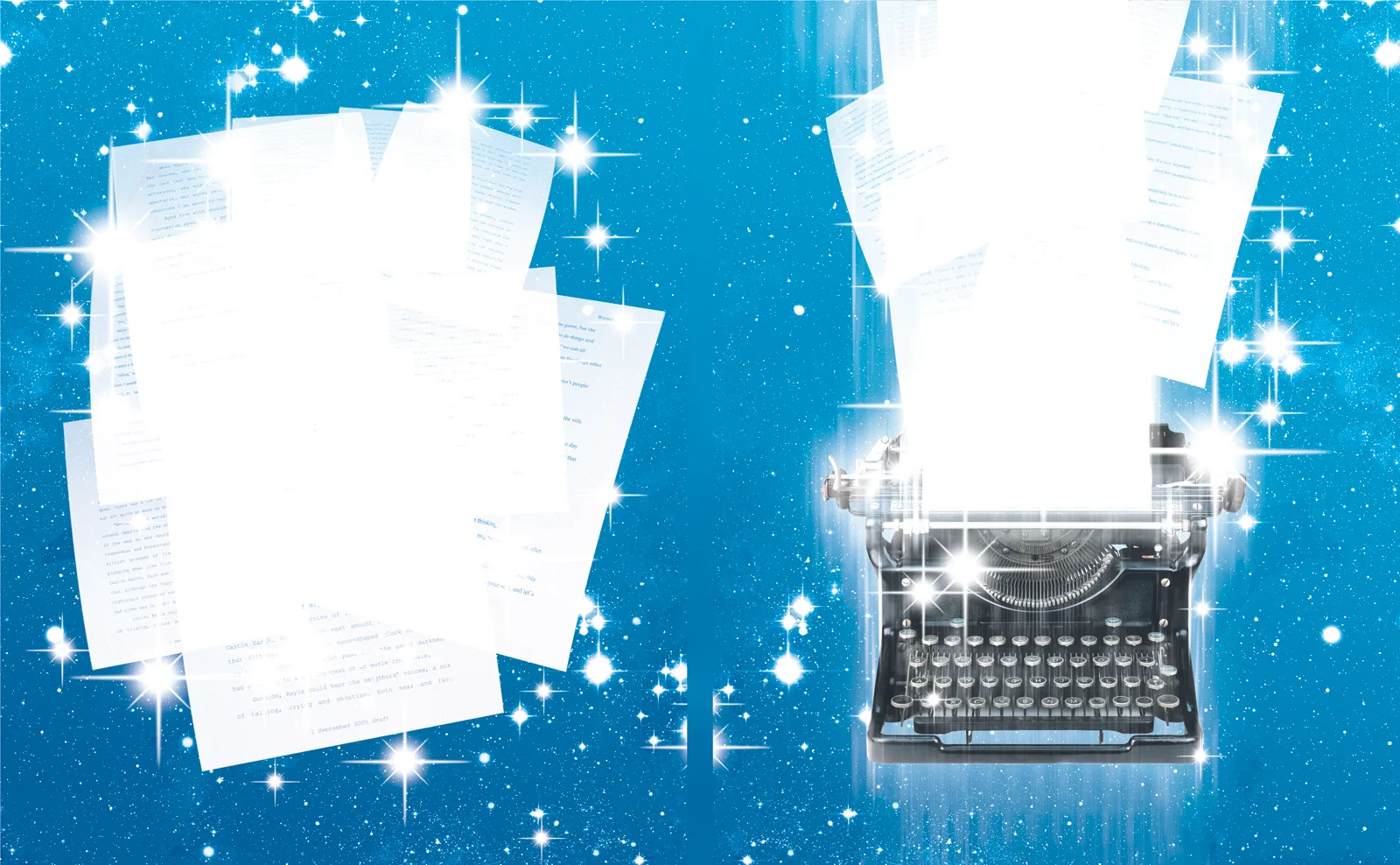 Art composite for the cover of a fiction anthology book. You can even see the spine cutout in the lower middle.