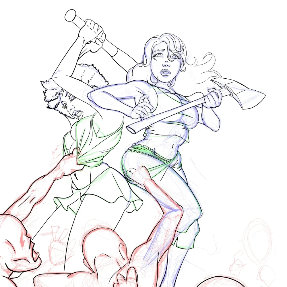 Handsy Zombie monster attack scantly clad girls