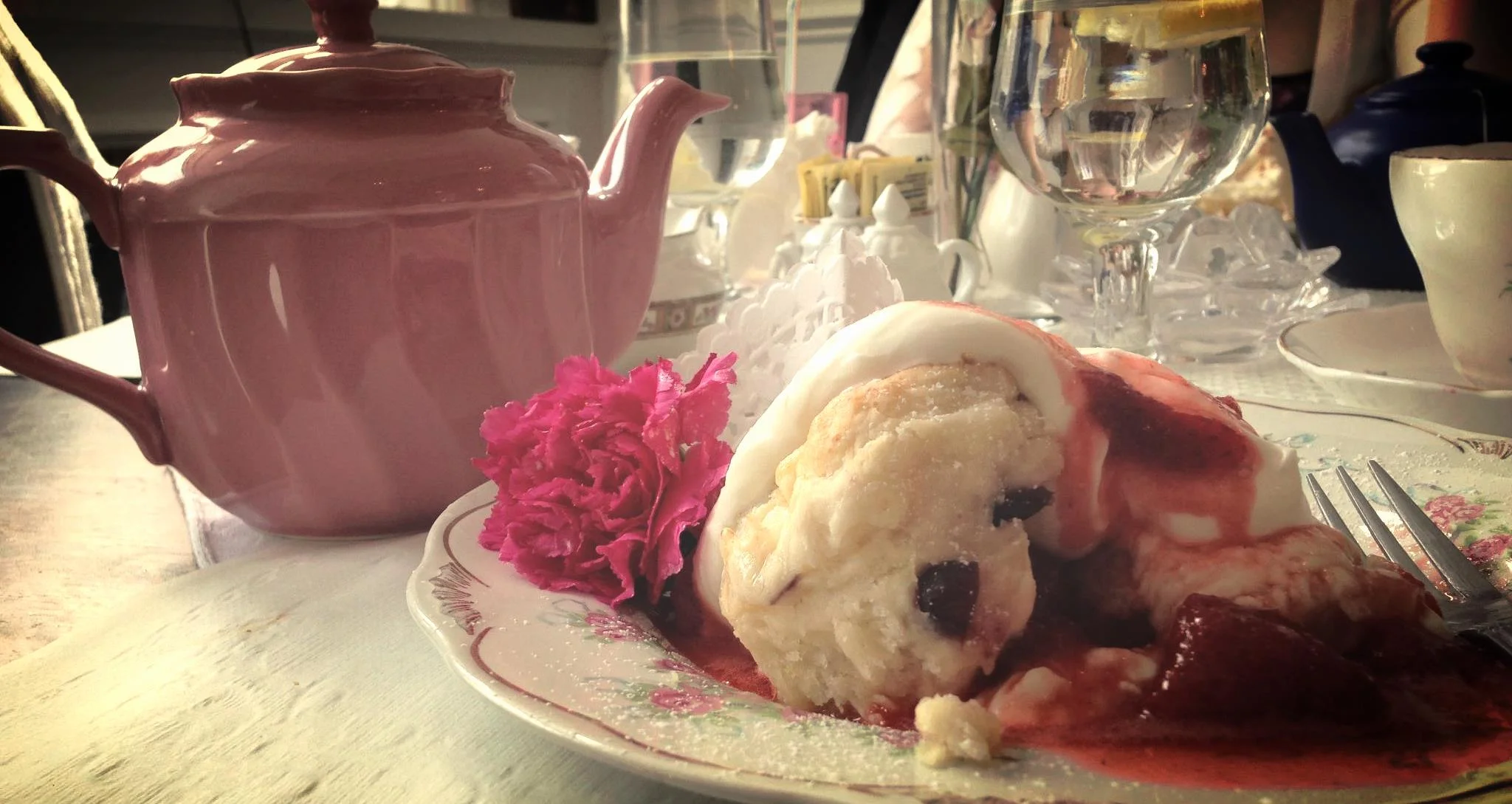 W arm Scone with our own homemade strawberry preserves