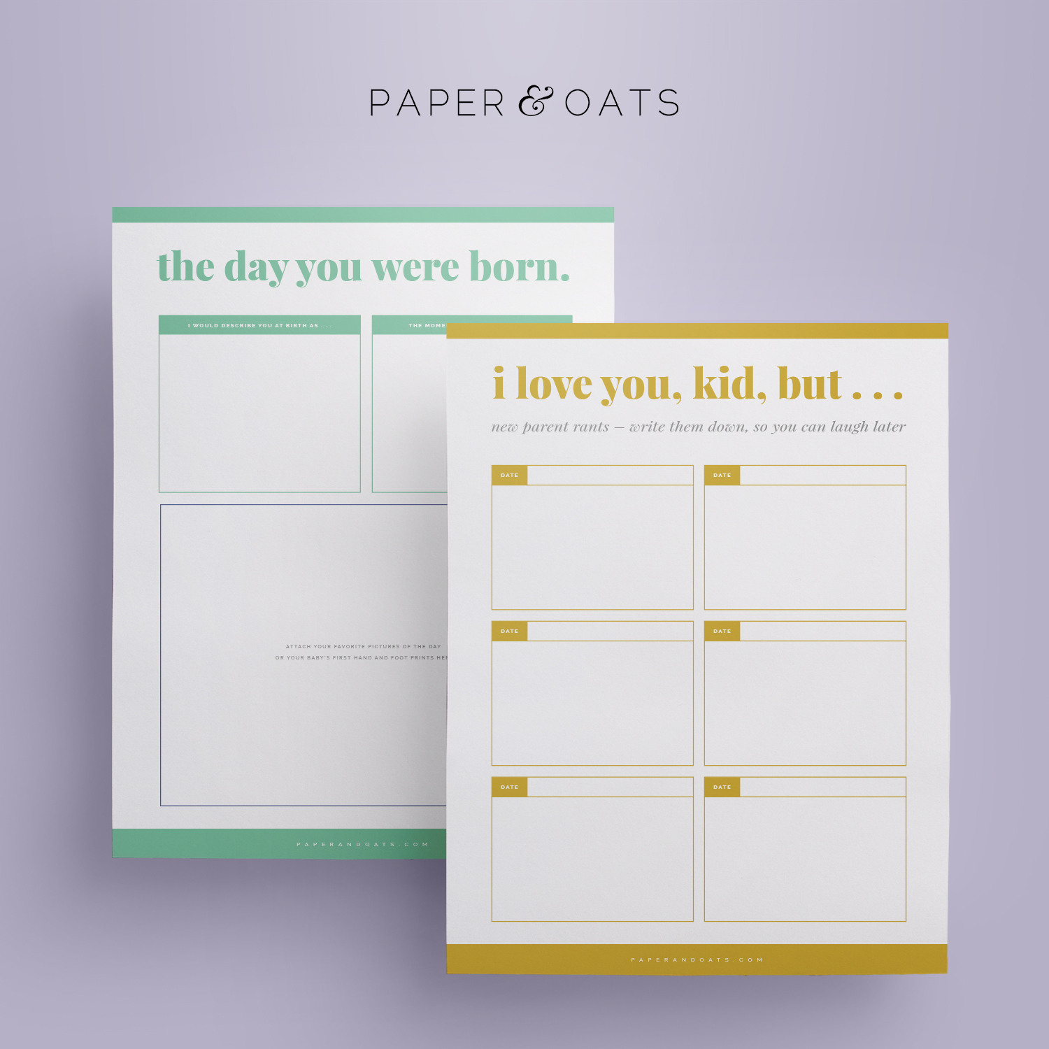 Paper + Oats – Why you should document moments as a single parent – baby book printable