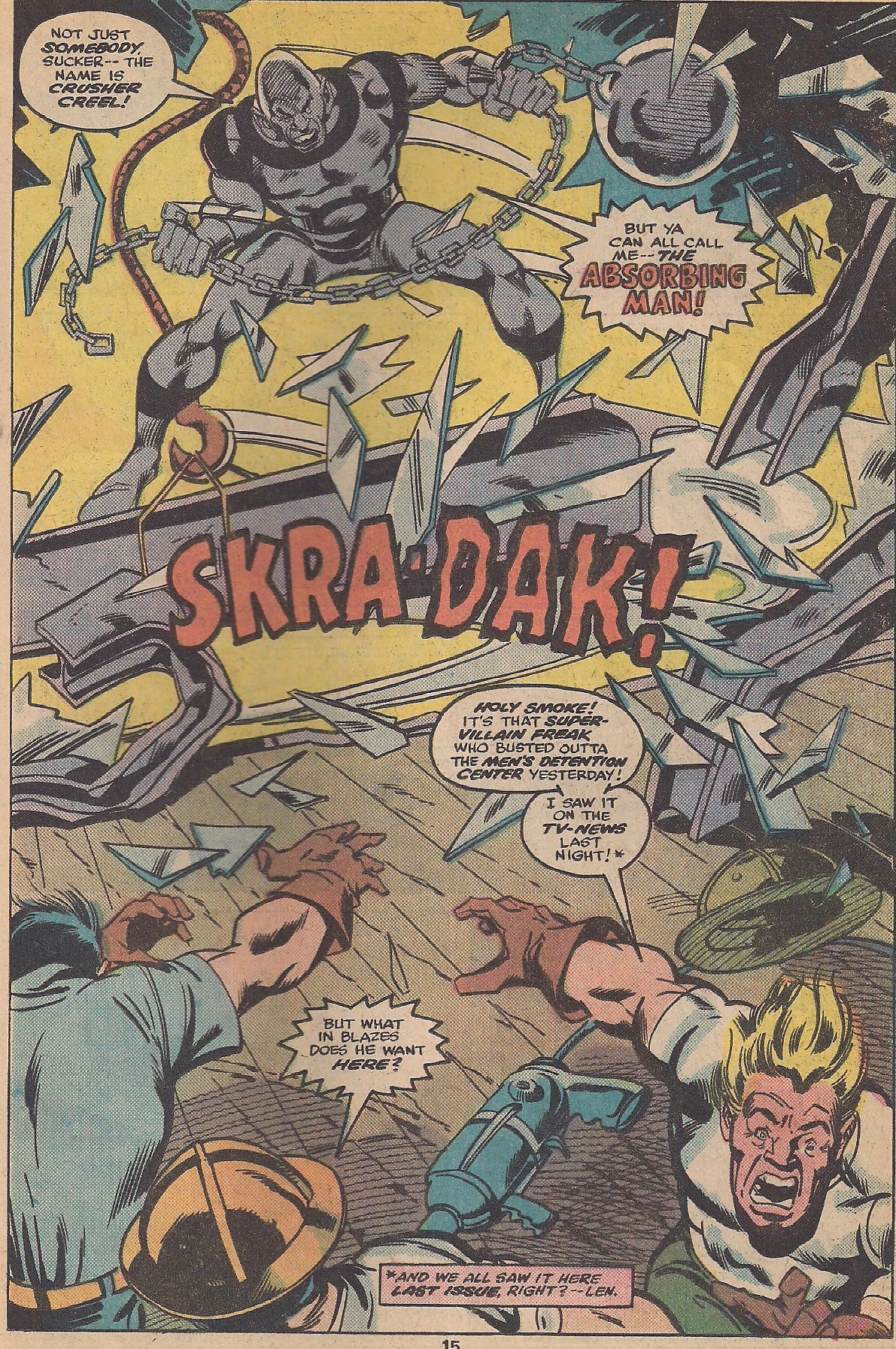 Absorbing Man knows how to make an entrance.