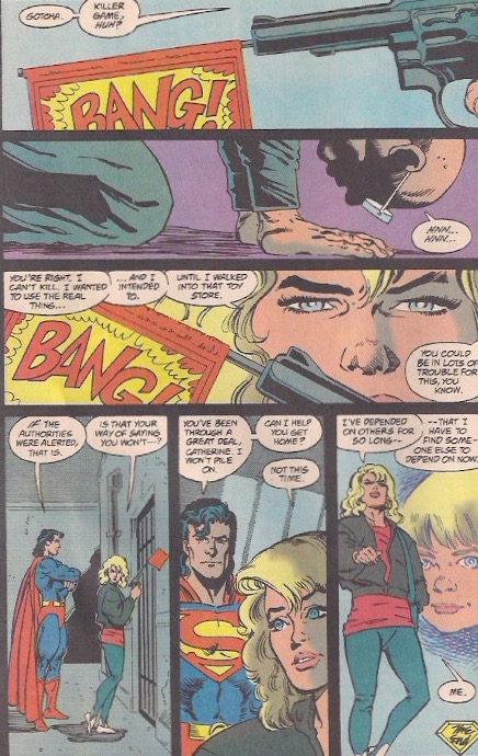 Was Superman going to let her shoot Toyman or did he use his x-ray vision?