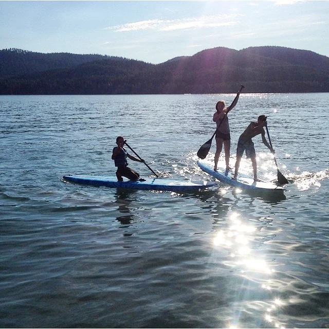 Lakes are for paddle boarding too. @jessicaraletniy splashing around on #whitefish lake. #bigskystate #MT #MTinLA #themontanacamp