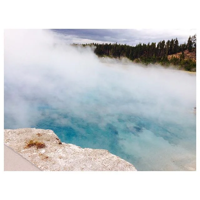 Blue geysers are easy on the eyes. #touringthebackyard #Yellowstonenationalpark #themontanacamp #mtinla