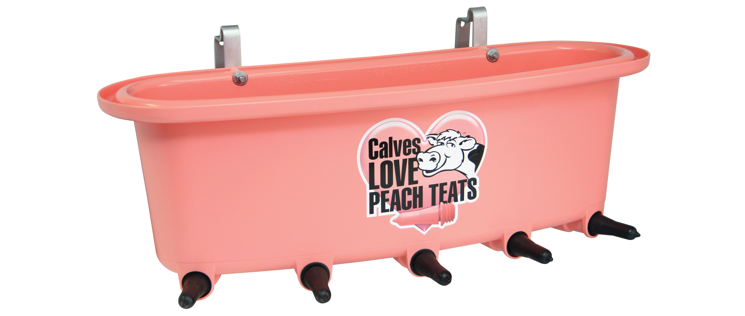 Peach Teats 1.5 G Single Bucket Hanging Livestock Calf Feeder 10 Pack Pink 