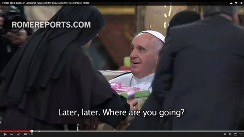 Forget about protocol! Cloistered nuns steal the show when they meet Pope Francis