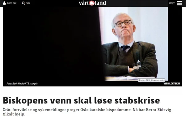 vl.no: Biskopens venn skal løse stabskrise