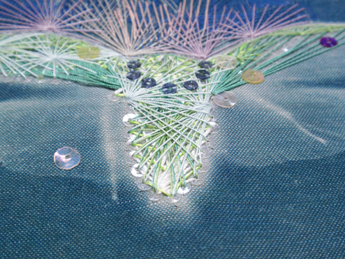 Anthea Walsh (detail) 2014 Hand embroidery, cyanotype print on linen.