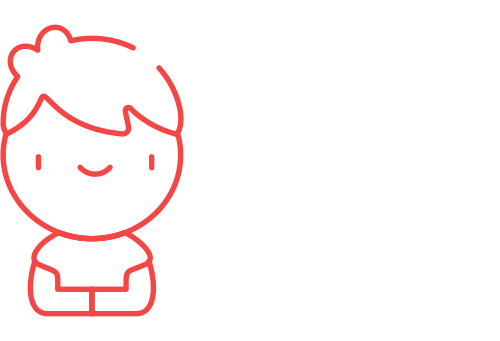 Minimalist illustration of a smiling boy with short hair, wearing a shirt and holding a book.
