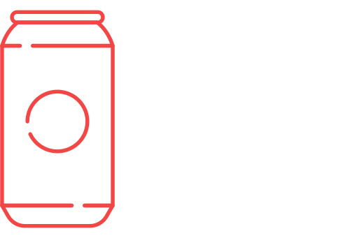Outline illustration of a soda can with a circular design on it.