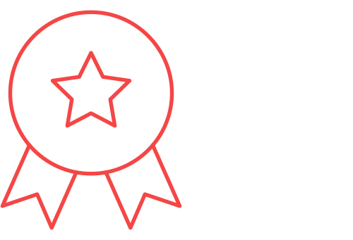 Outline of a medal with a star in the center and two ribbons hanging below.