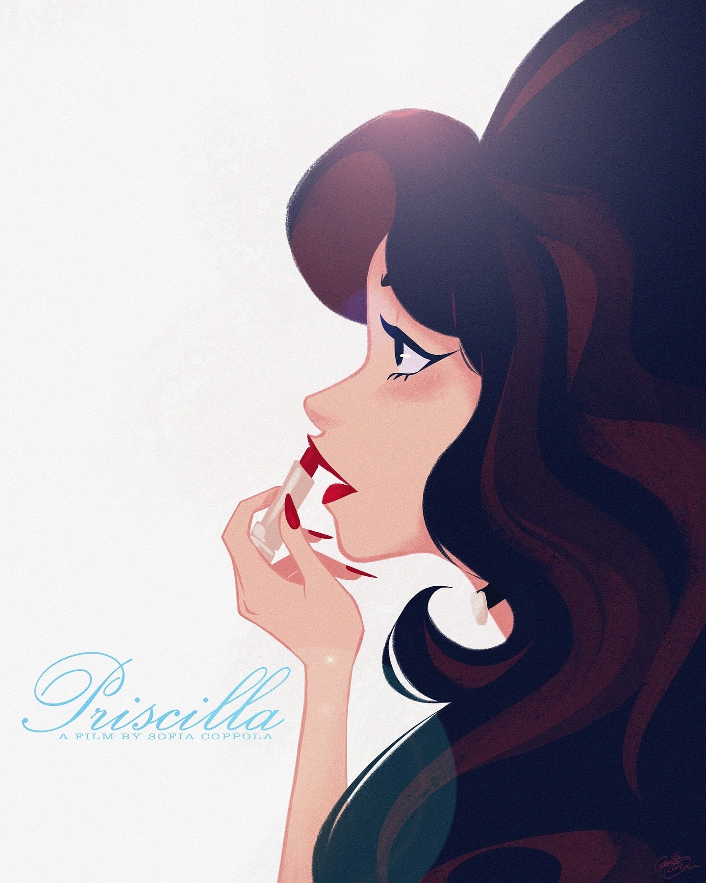 I finally had a chance to see @sofiacoppola&rsquo;s @priscillamovie this week.
It&rsquo;s so beautiful and I love the esthetic 💕 Now I just want big hair and red lips 👄 
#girlsinanimation #drawing #priscilla #priscillapresley #fanart #movie #lipsti