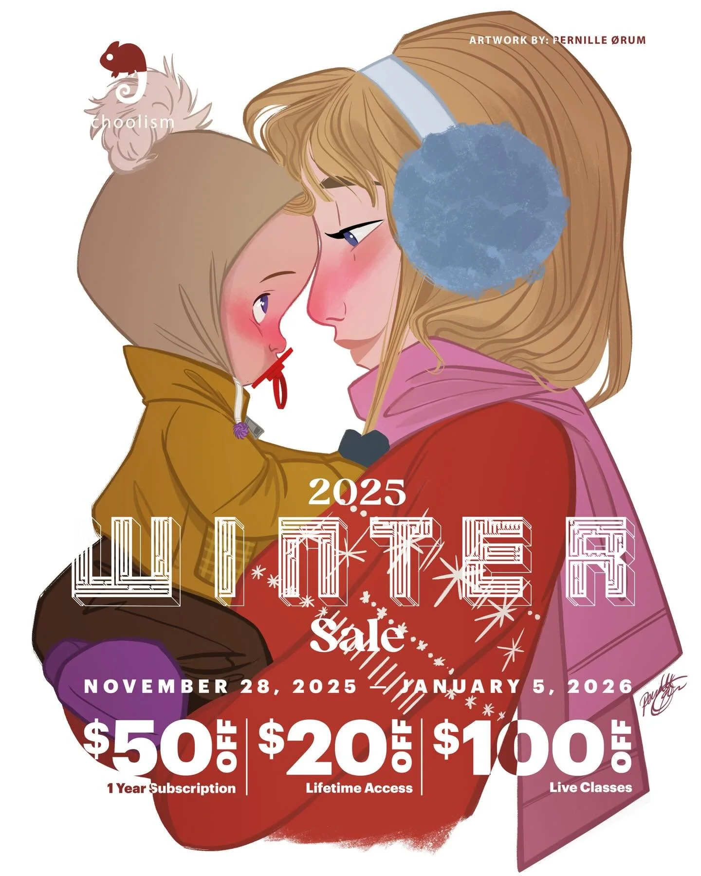 I&rsquo;m so excited to share this! 🌟
Schoolism&rsquo;s Winter Sale is officially here, and it&rsquo;s honestly one of the best moments of the year to jump into learning, level up your art, or gift some creative inspiration to someone you love.
And&