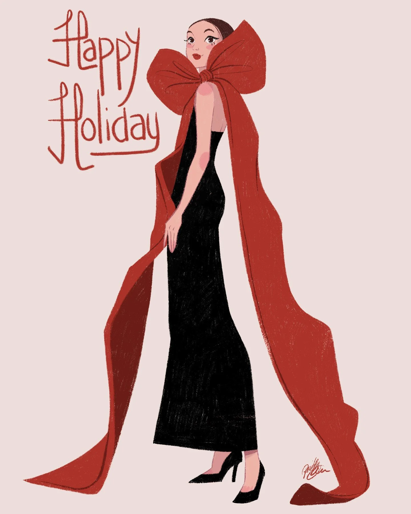 I&rsquo;ve been busy with work lately, but the holiday season is giving me such a boost. I love this time of year, and I&rsquo;m really looking forward to slowing down and soaking it all in.
Happy Holidays! 🎀 I hope you enjoy my cool-down doodle. #h