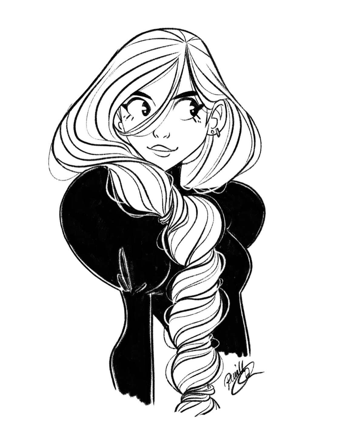 End of the workday doodle #girlsinanimation #sketch