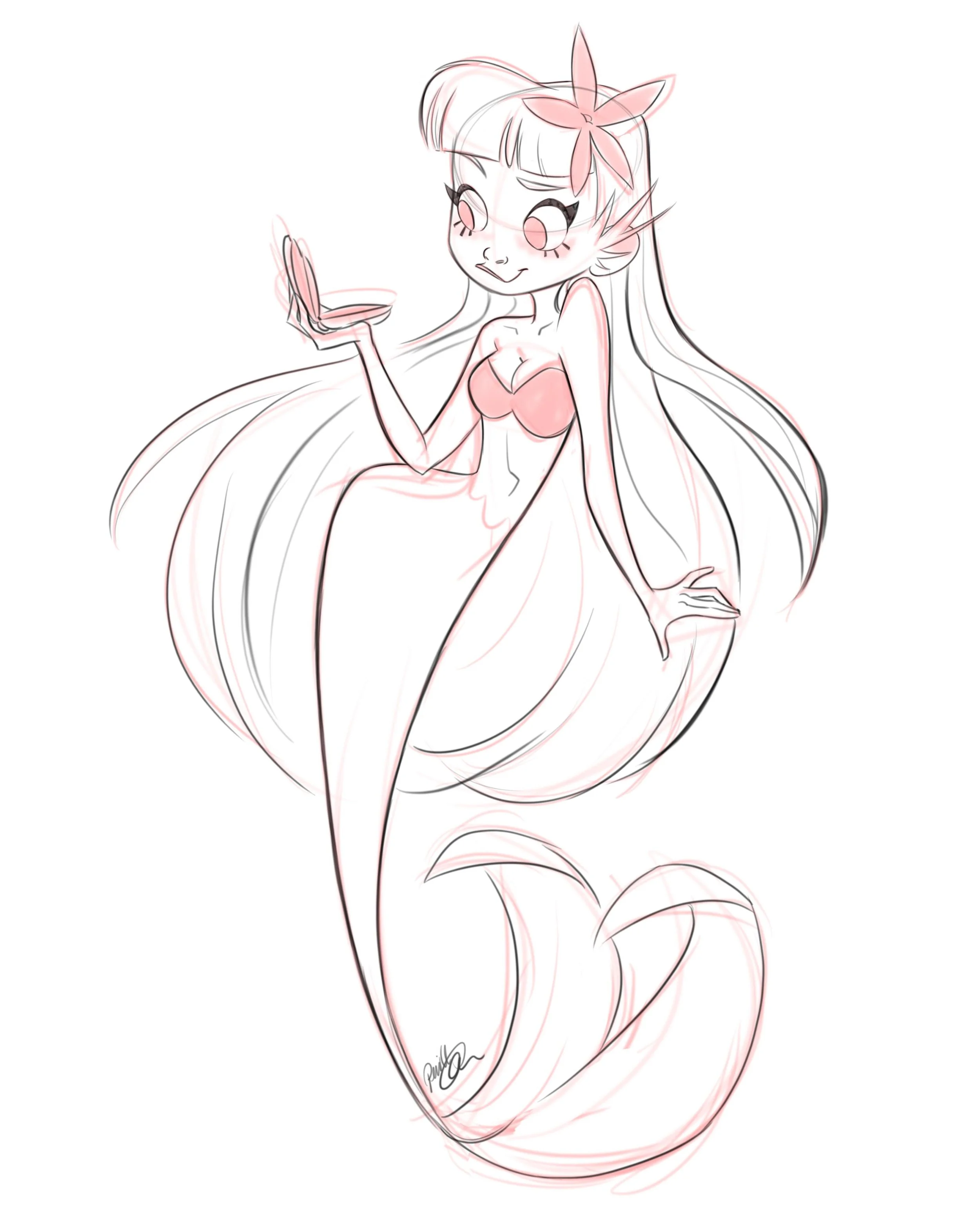 A quick and fun mermaid for #mermay. I'm quite busy this month and have very little time, but I managed to squeeze in this small warm-up doodle.
 #mermaid #doodle #pernilleoerum
