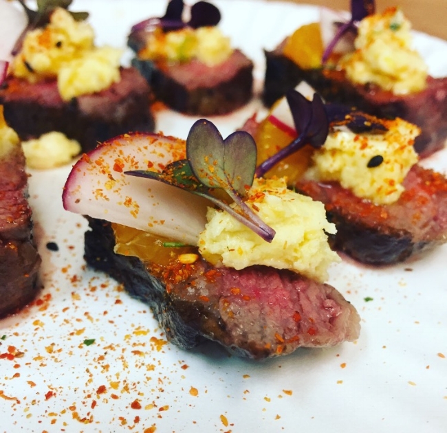 Uni butter on seared short rib in the pangea office