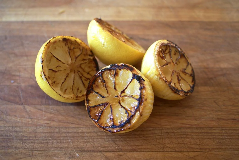 Lemons charred with brulee torch