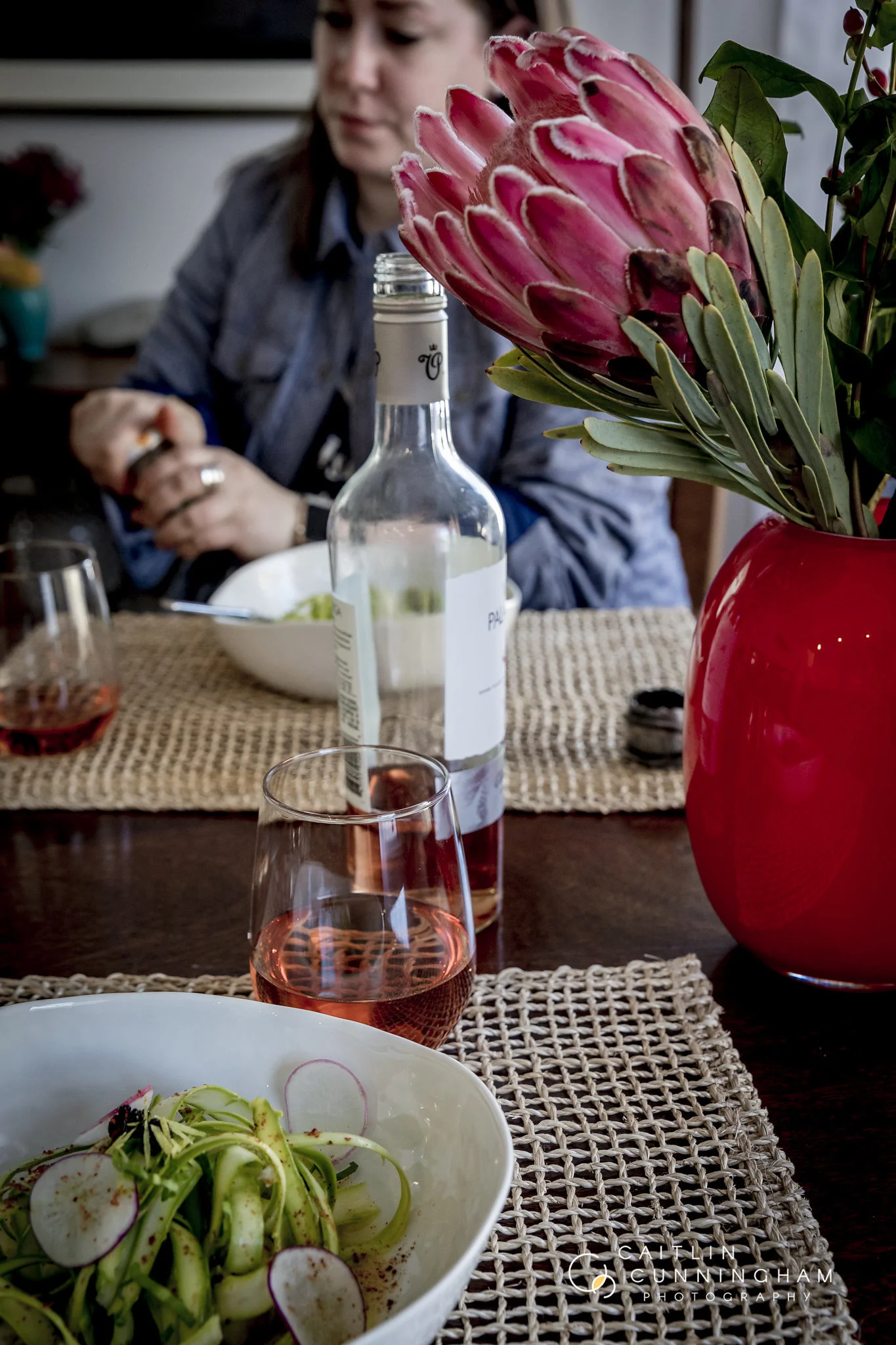 the salad pairs well with a bold rose