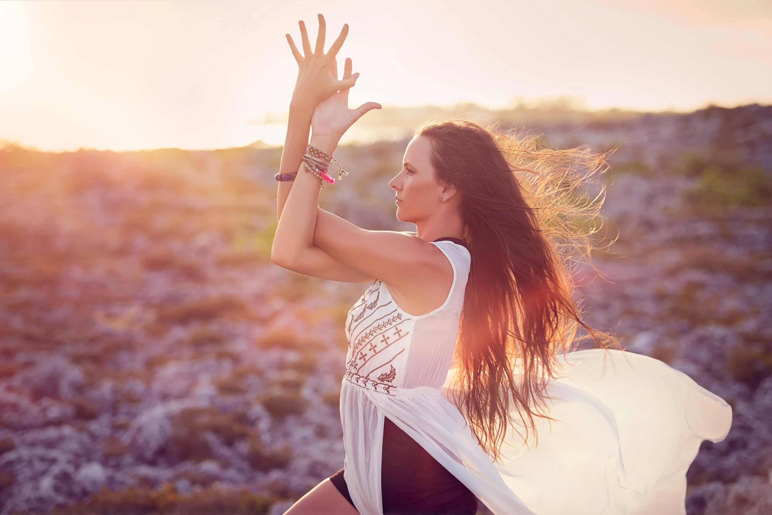 Yoga photography London and California | yoga in a floaty dress
