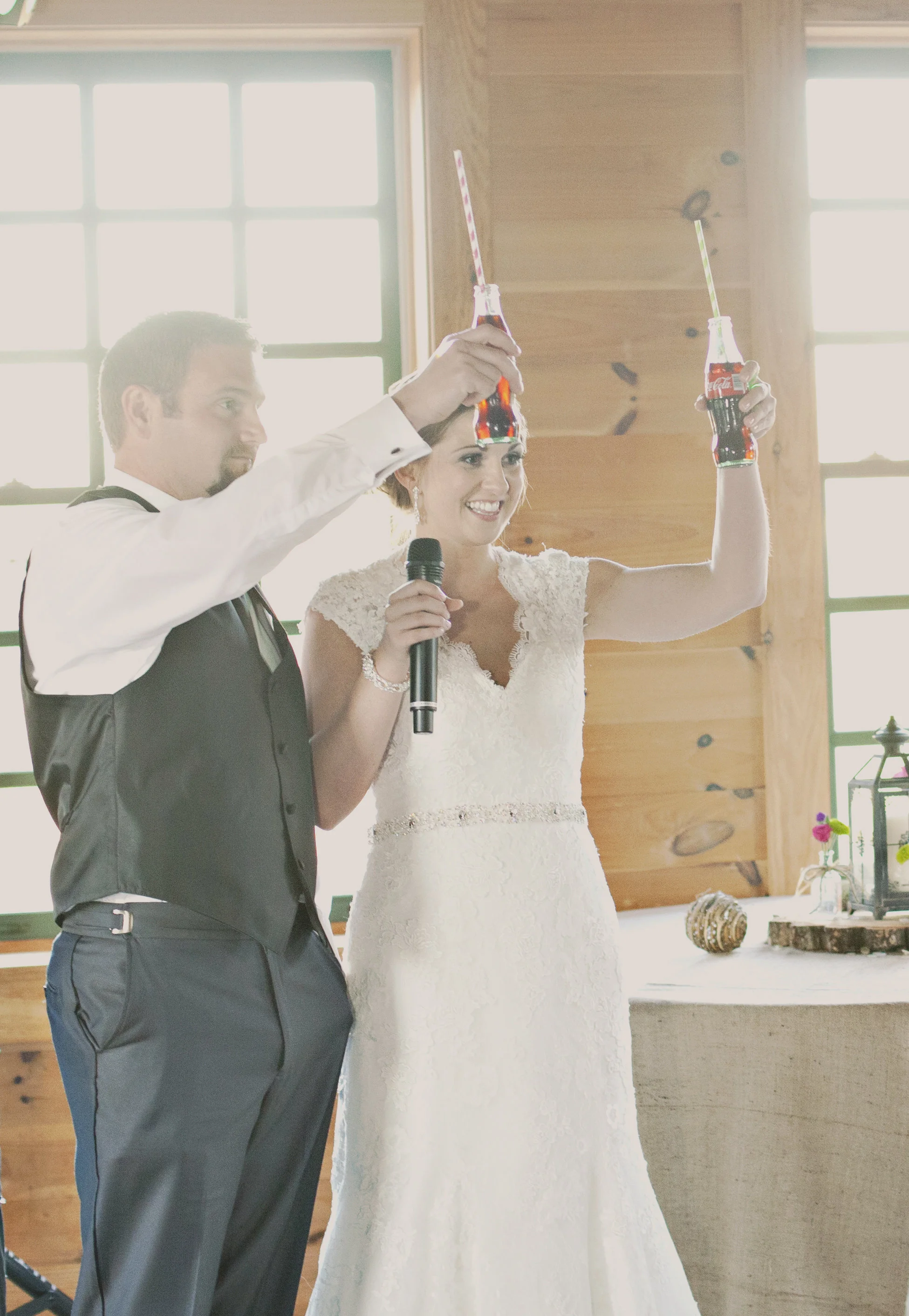 Toast glass bottles of coke instead of champagne for a more casual reception