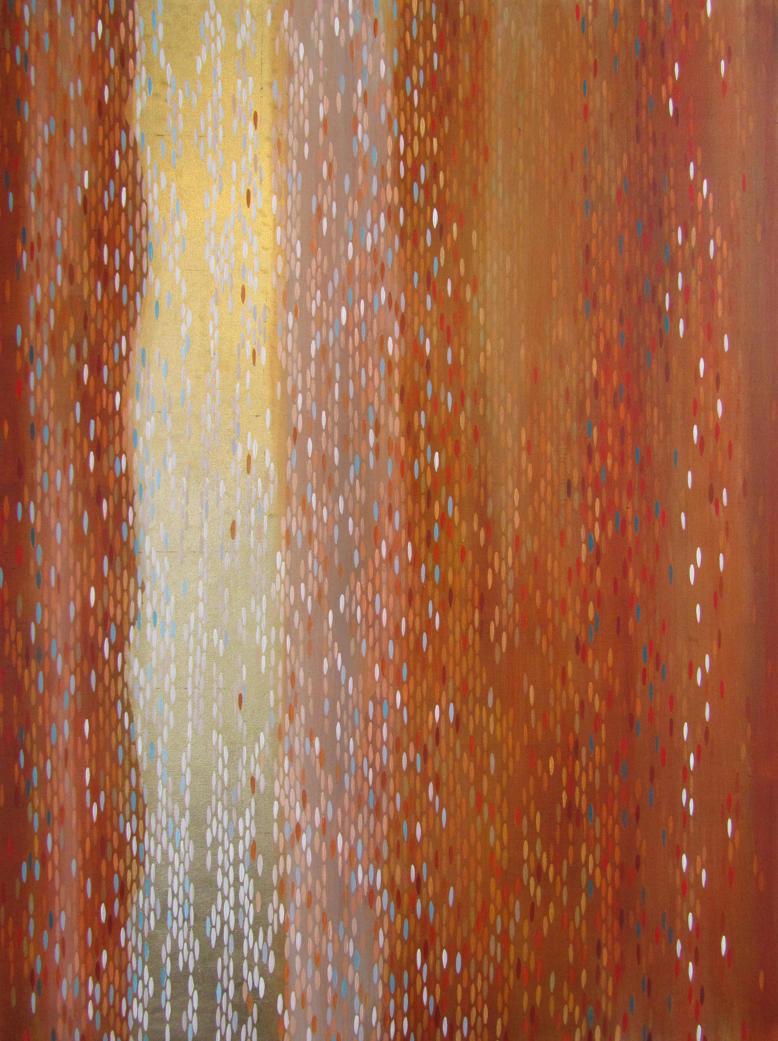 Red Tide, 2012, acrylic + gold on canvas, 40”x30"