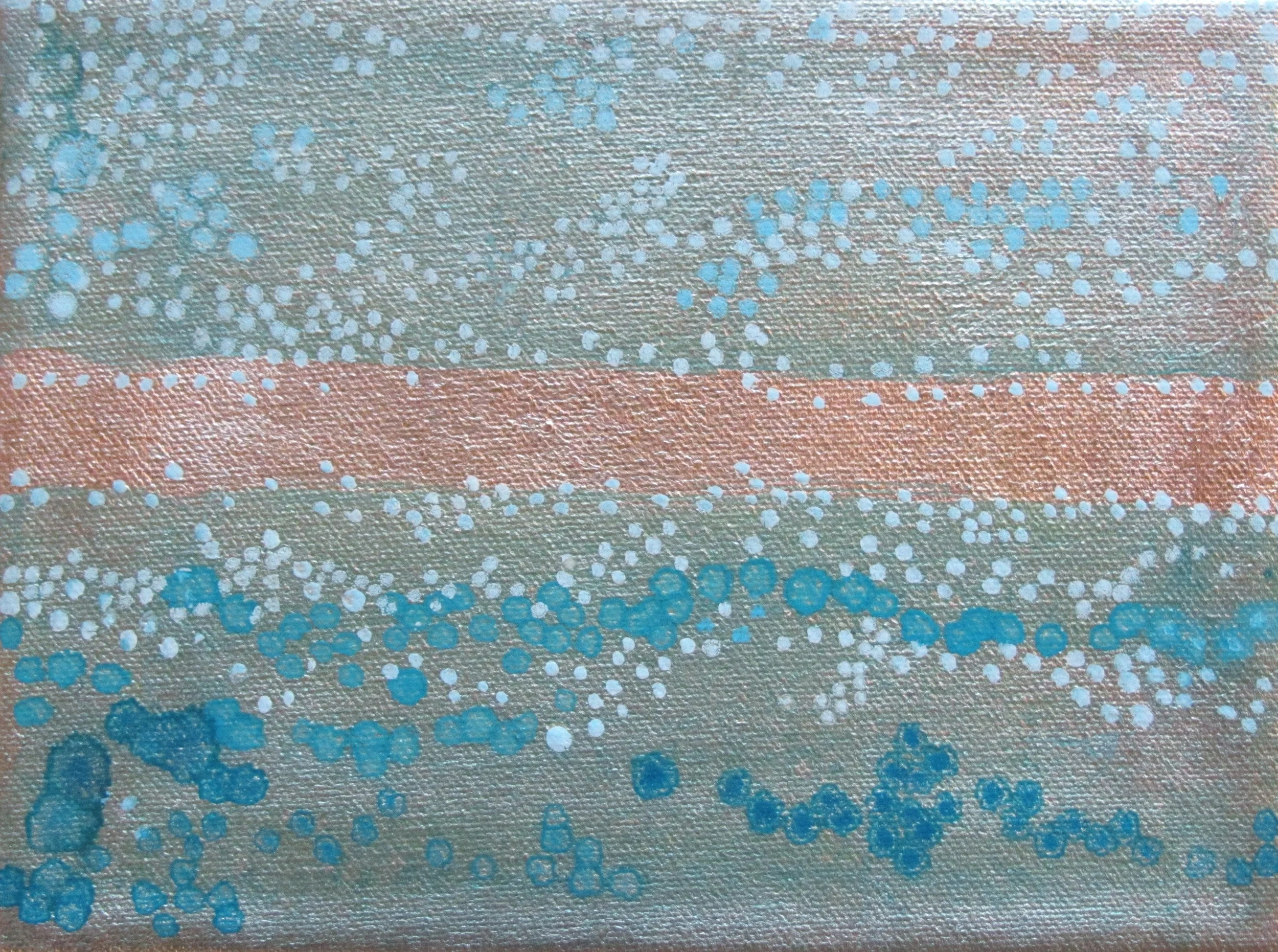 Dot Series, Light Blue, 2006, oil + alum-silver on canvas, 6"x8" (≈15x20cm)