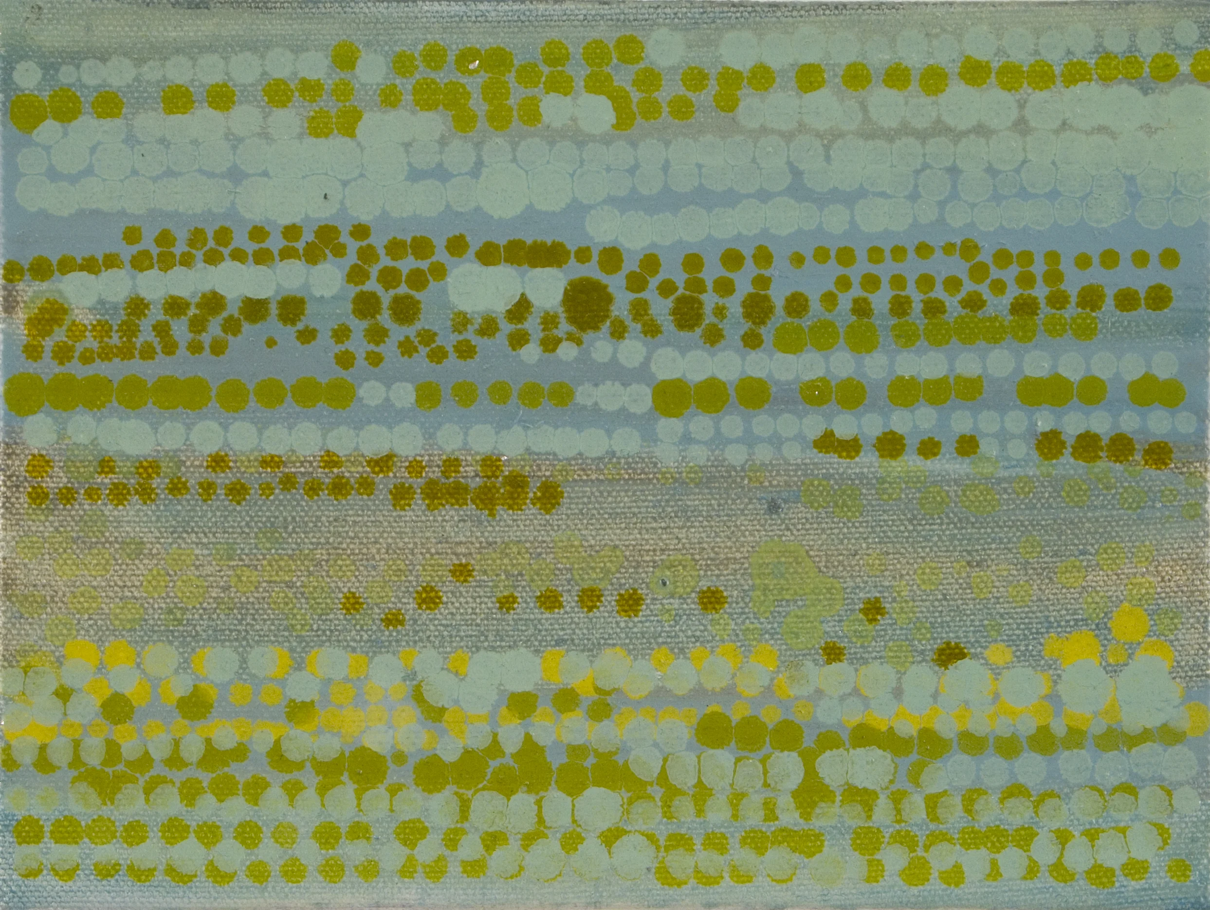 Dot Series No. 7, 2006, oil + alum-silver on canvas 6"x8" (≈15x20cm)