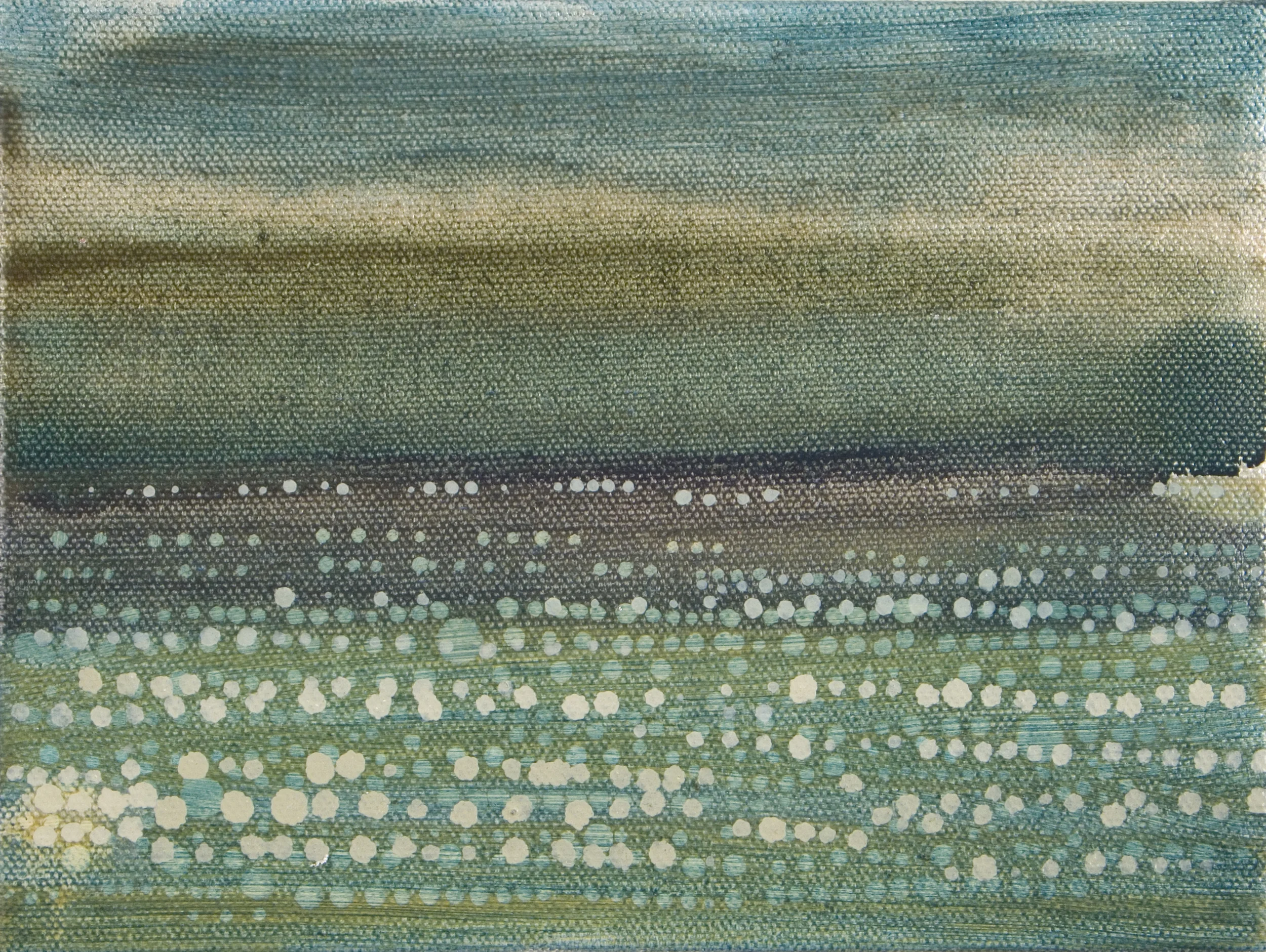 Dot Series No. 13, 2006, oil + alum-silver on canvas 6"x8" (≈15x20cm)