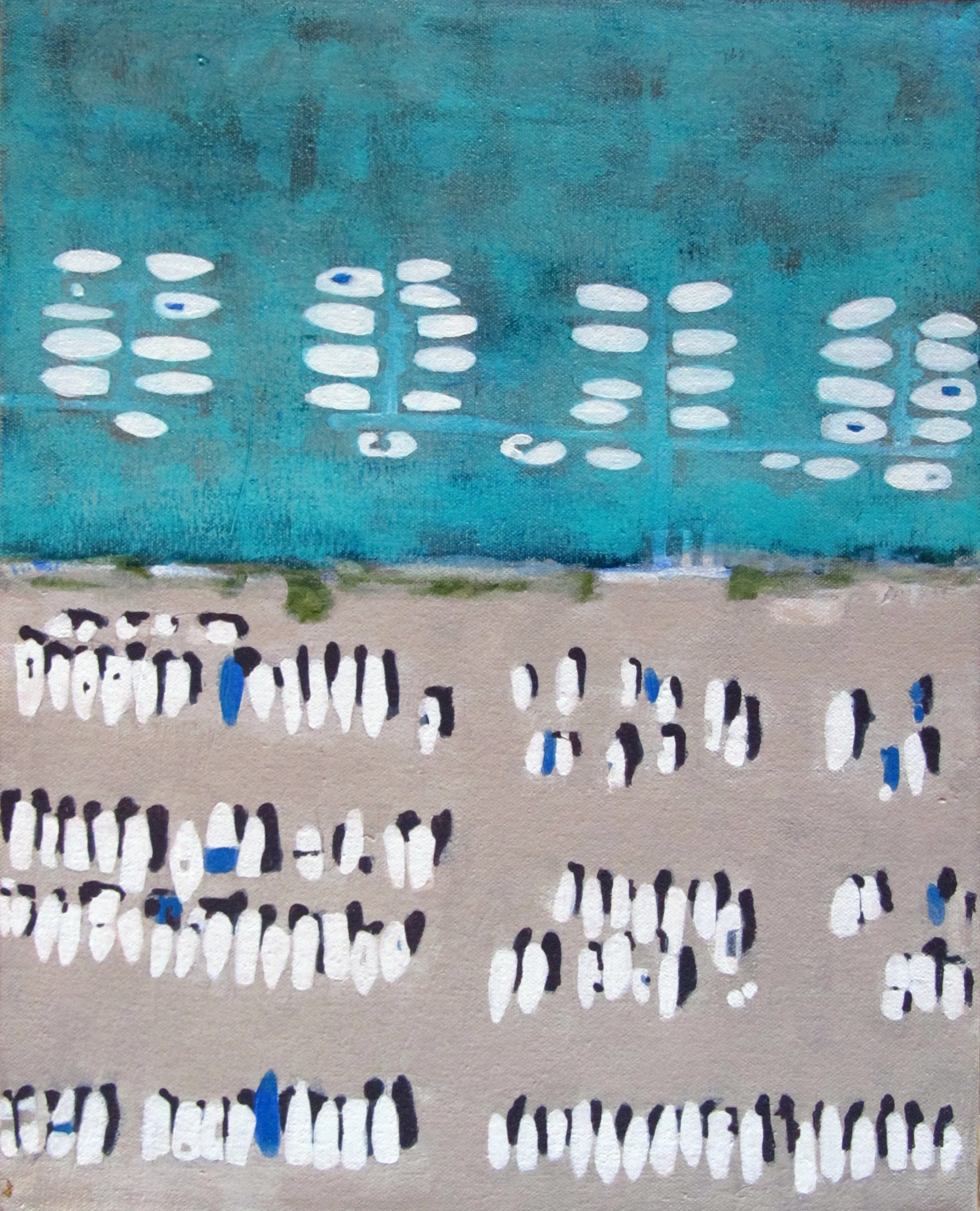 Harbor, 2009, acrylic + alum-silver on canvas, 14"x11" (≈36x28cm)