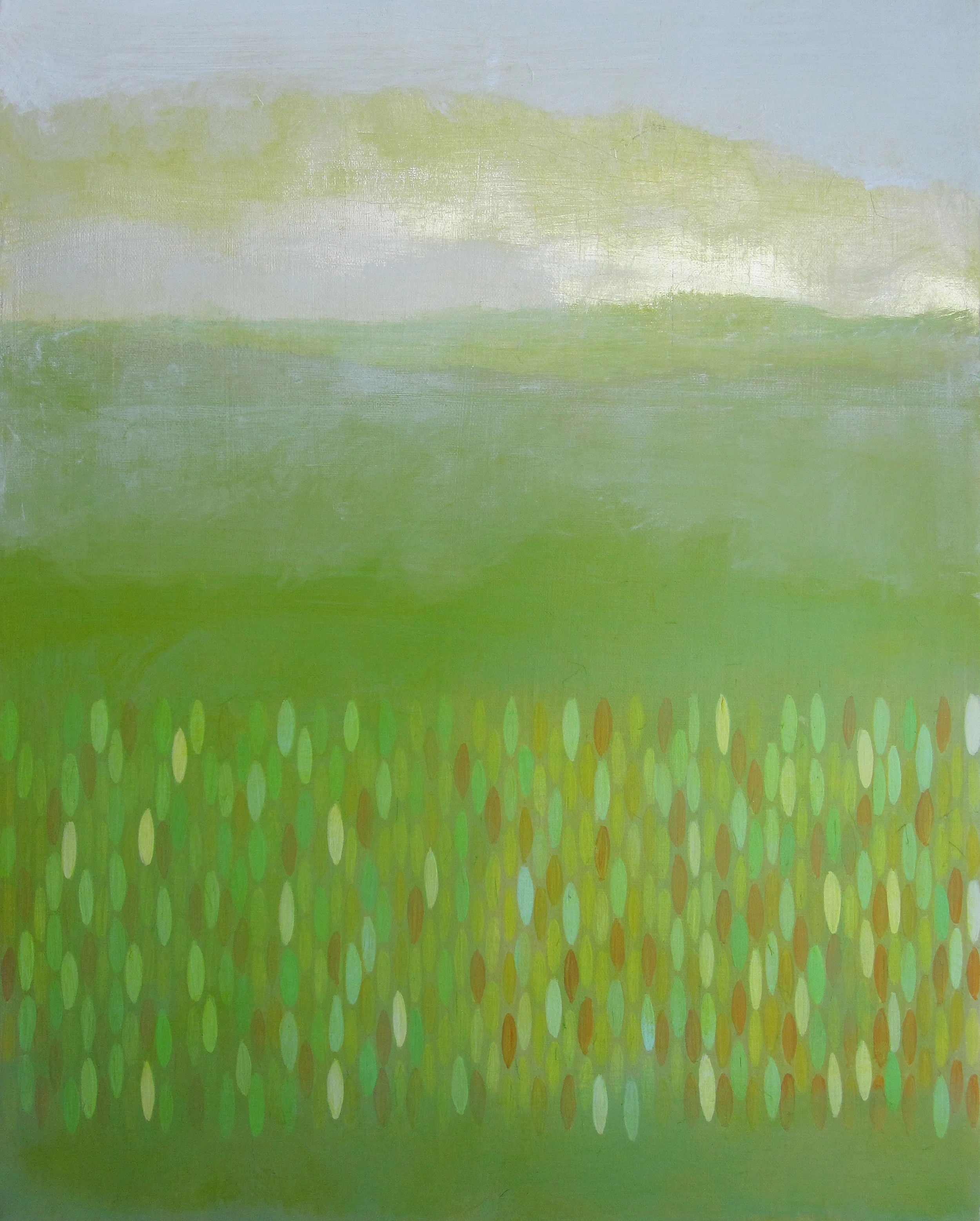Making Way, 2009, acrylic + alum-silver on canvas, 20”x16” (≈51x41cm)