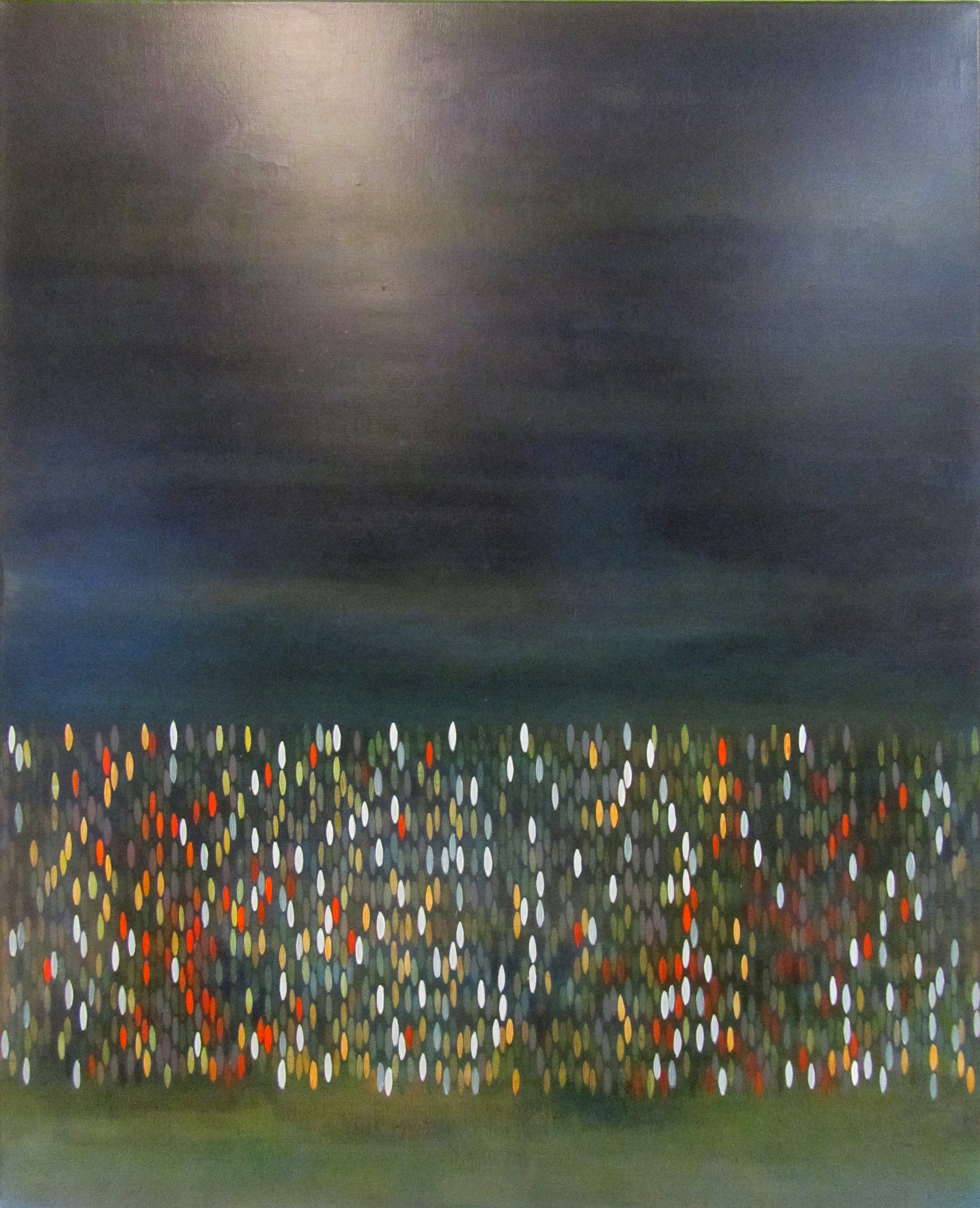 Afloat (Deep Sea), 2011, acrylic + alum-silver on canvas, 42”x34” (≈107x86cm)