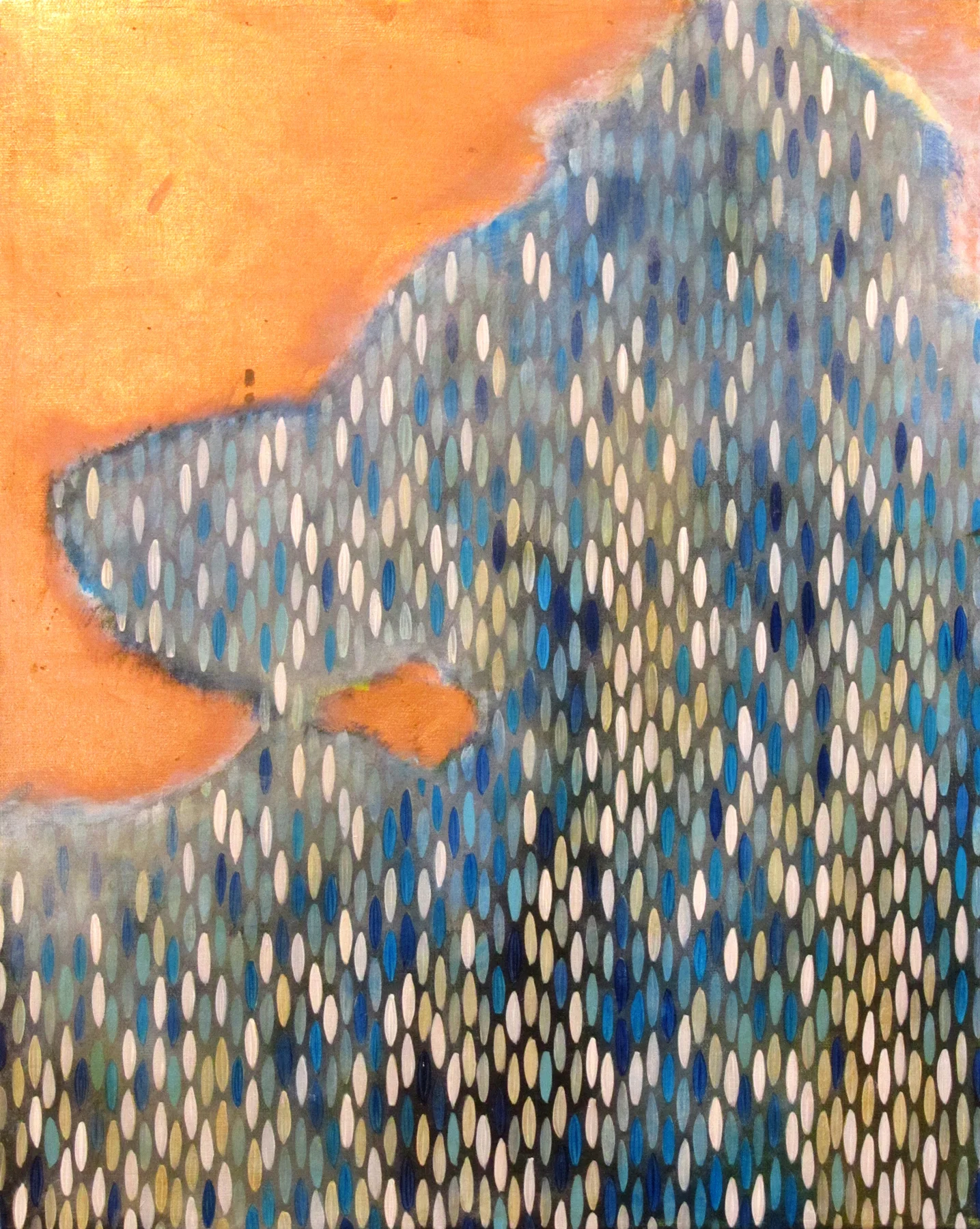 Wind-over-tide, 2011, acrylic + copper on canvas, 20"x"16 (≈51x41cm)