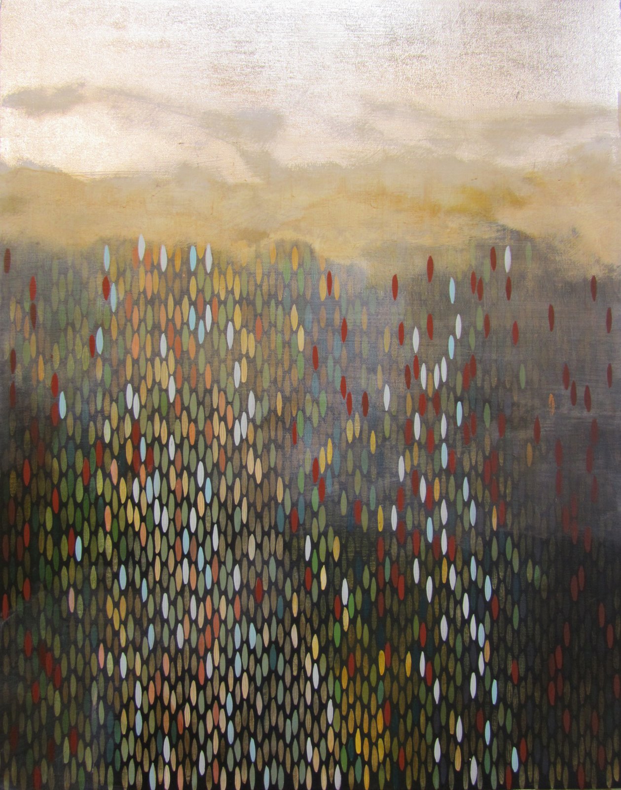 Ashore, 2011, acrylic + alum-silver on canvas, 28”x22” (≈71x56cm)
