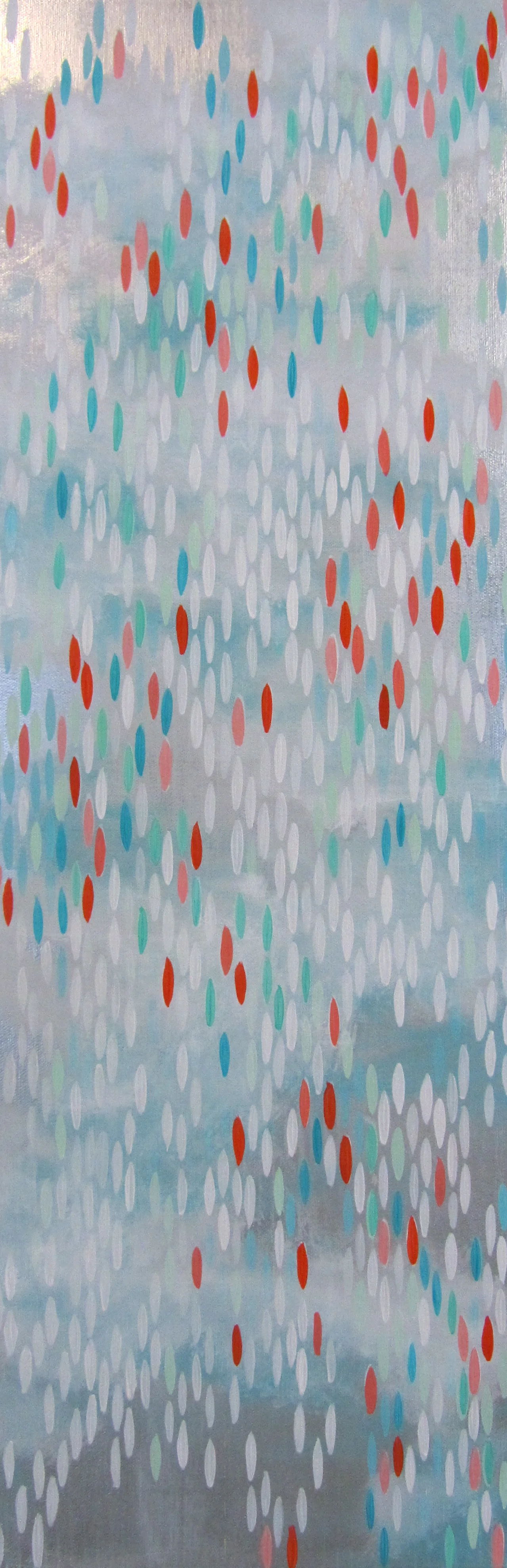 Finches Nest, 2011, acrylic + alum-silver on canvas, 30”x10” (≈76x25cm)
