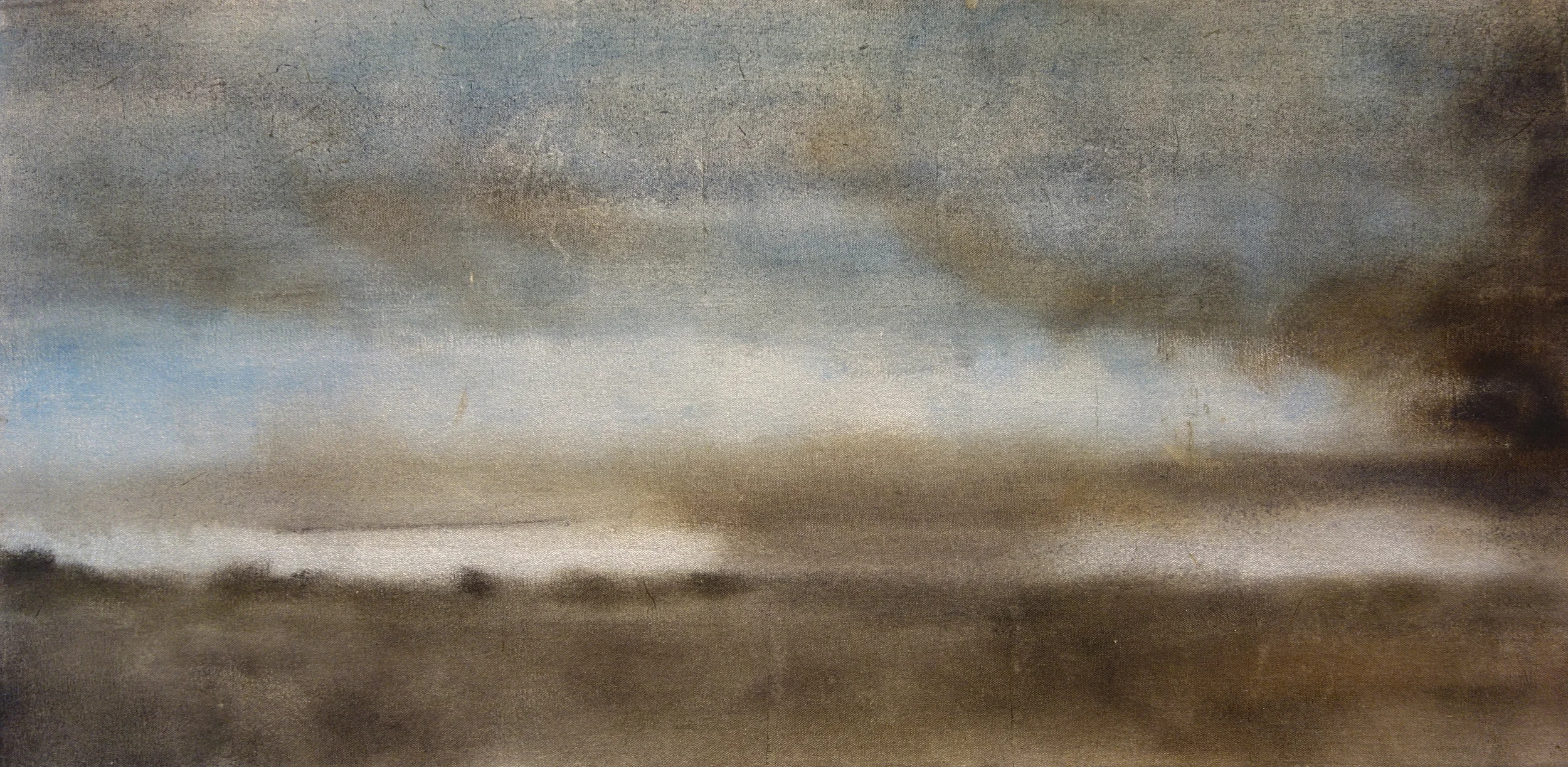 Morning Fog, 2007, oil + alum-silver on canvas, 19"x36"