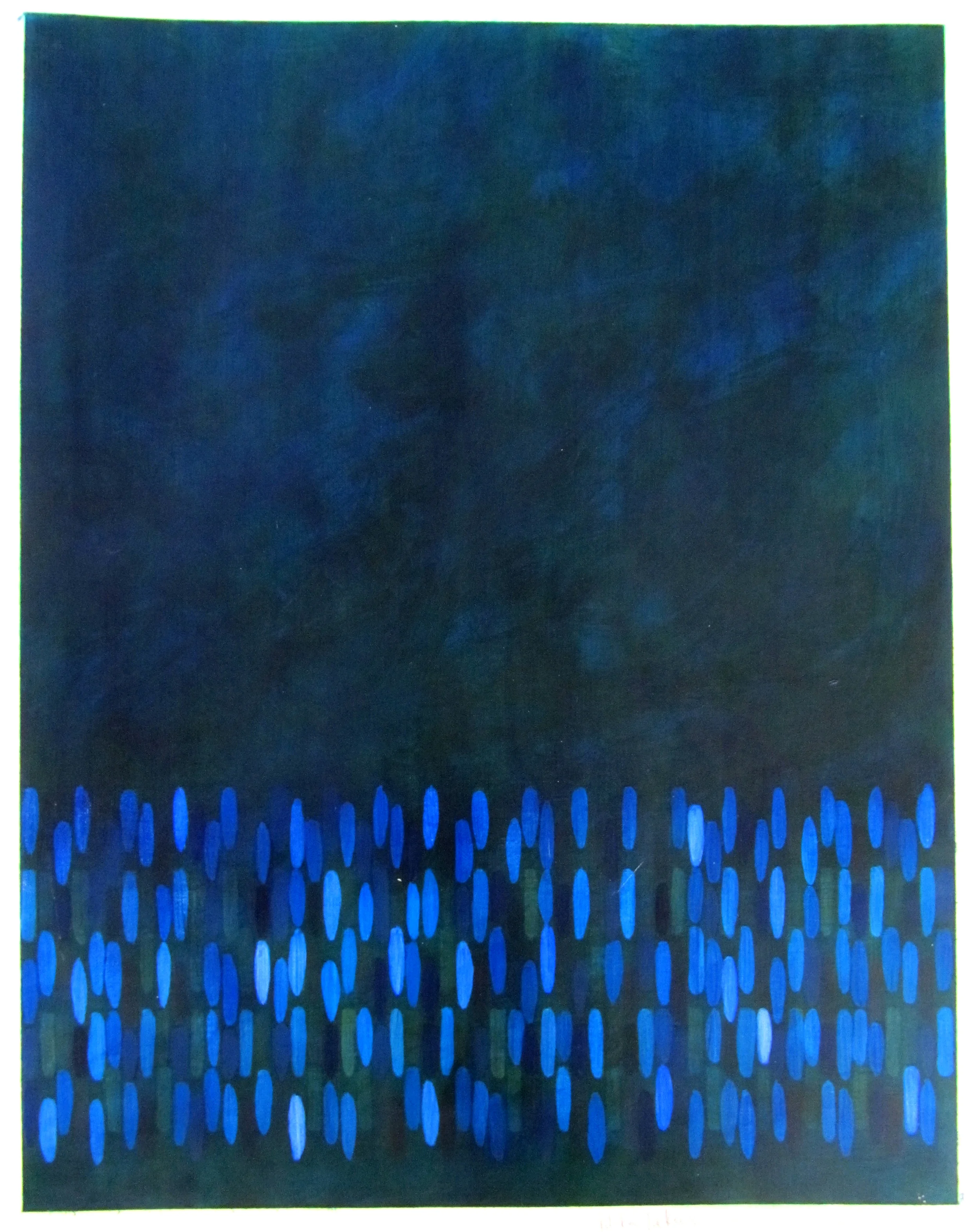 Afloat on Paper (Blue), 2009, oil on canvas paper, 20”x16” (≈51x41cm)