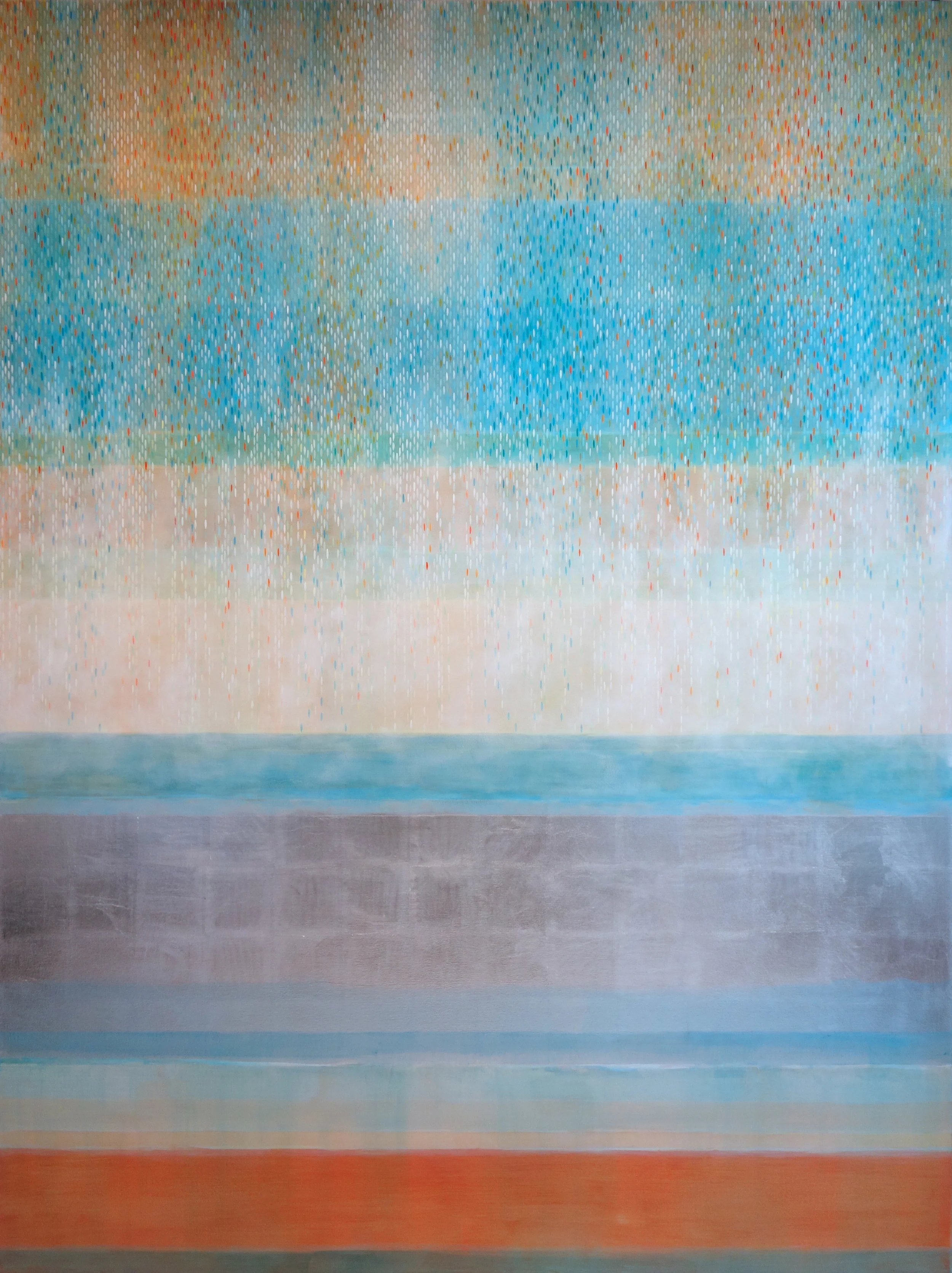 Julika Lackner, Spectral Phase #5, 2013, Acrylic, oil + alum-silver on canvas, 96"x72"