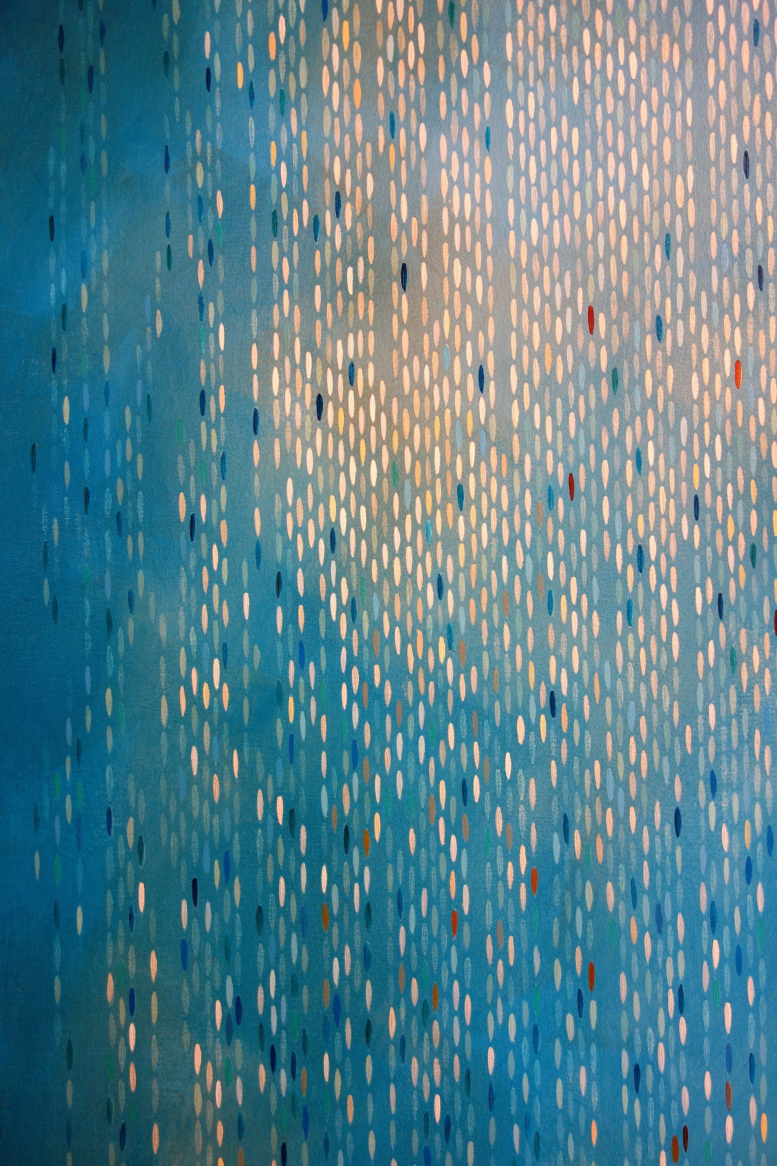 Detail: Julika Lackner, Spectral Phase #4 , 2013, Acrylic, Oil, and Alum-Silver Leaf on Canvas, 96"x72"