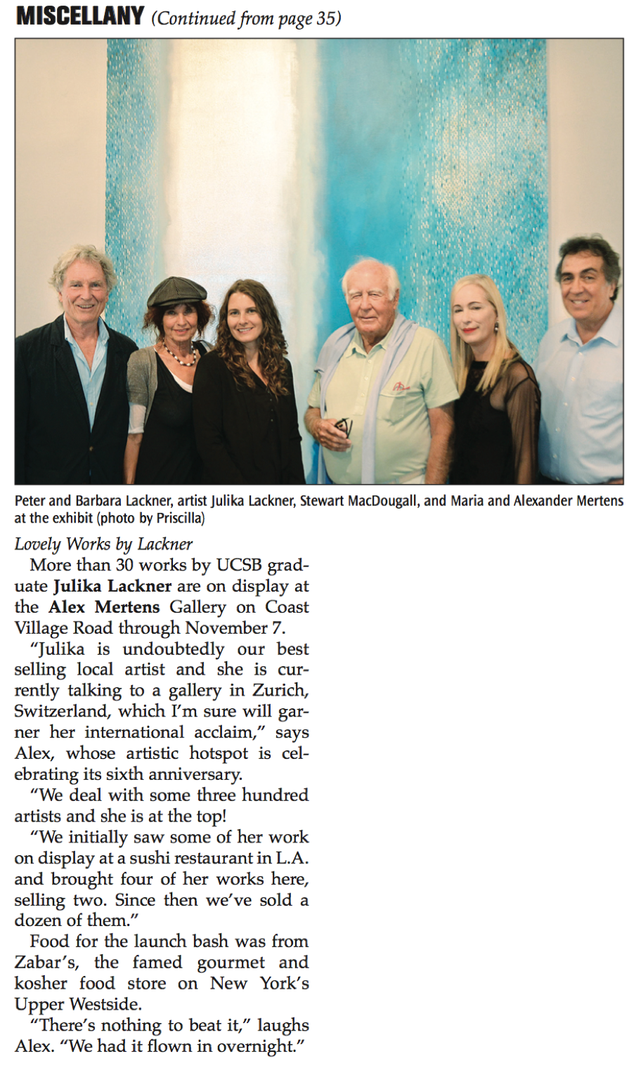 "Montecito Miscellany" by Richard Minards, Montecito Journal, Oct. 10, 2013