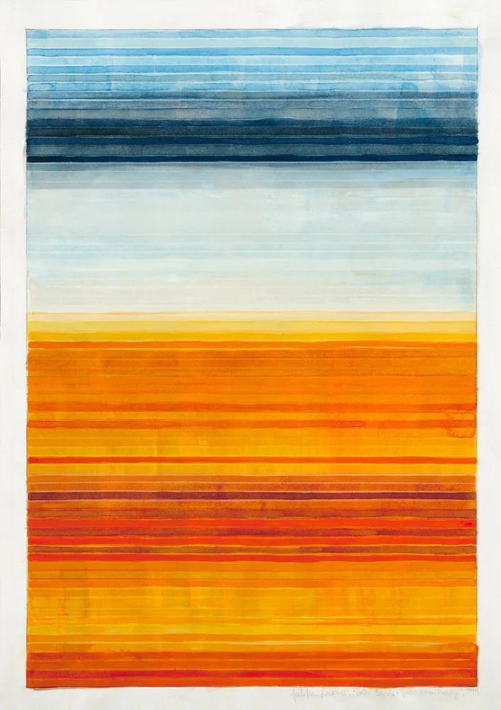 Color Bands (Yellowstone Orange), 2014, Watercolor and gouache on paper, 20”x14 1/4”