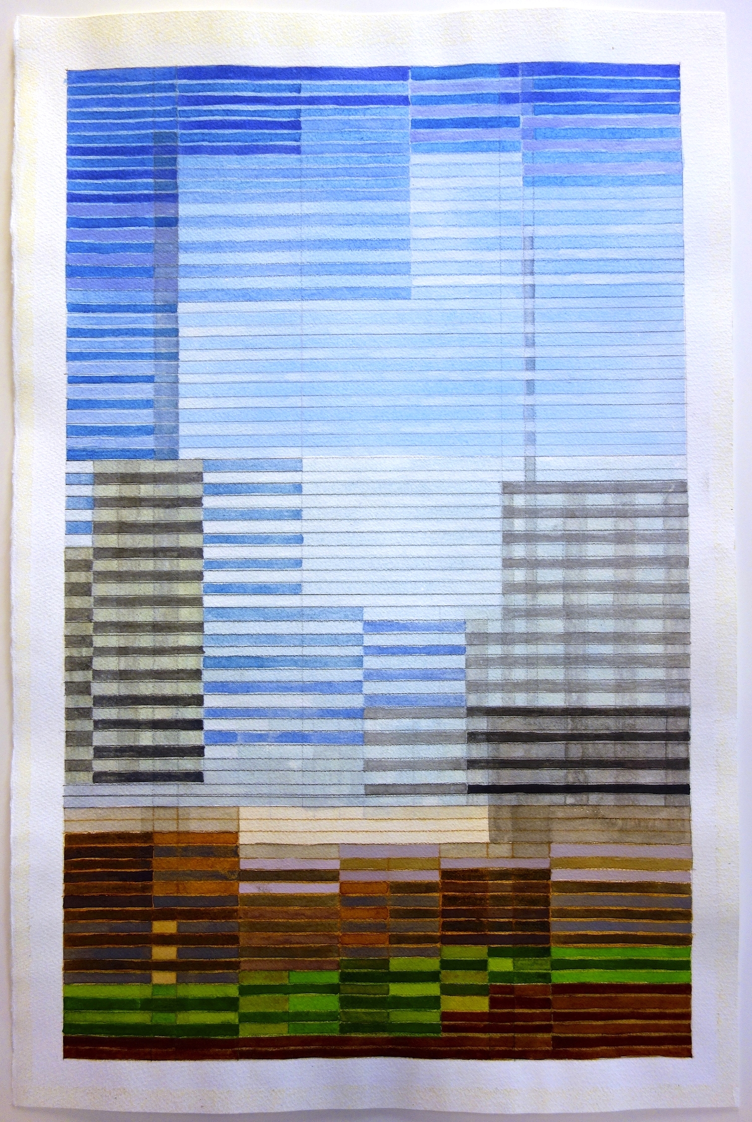 Colorband (By the Mississippi), 2014, Watercolor and gouache on paper, 20”x14 1/4”