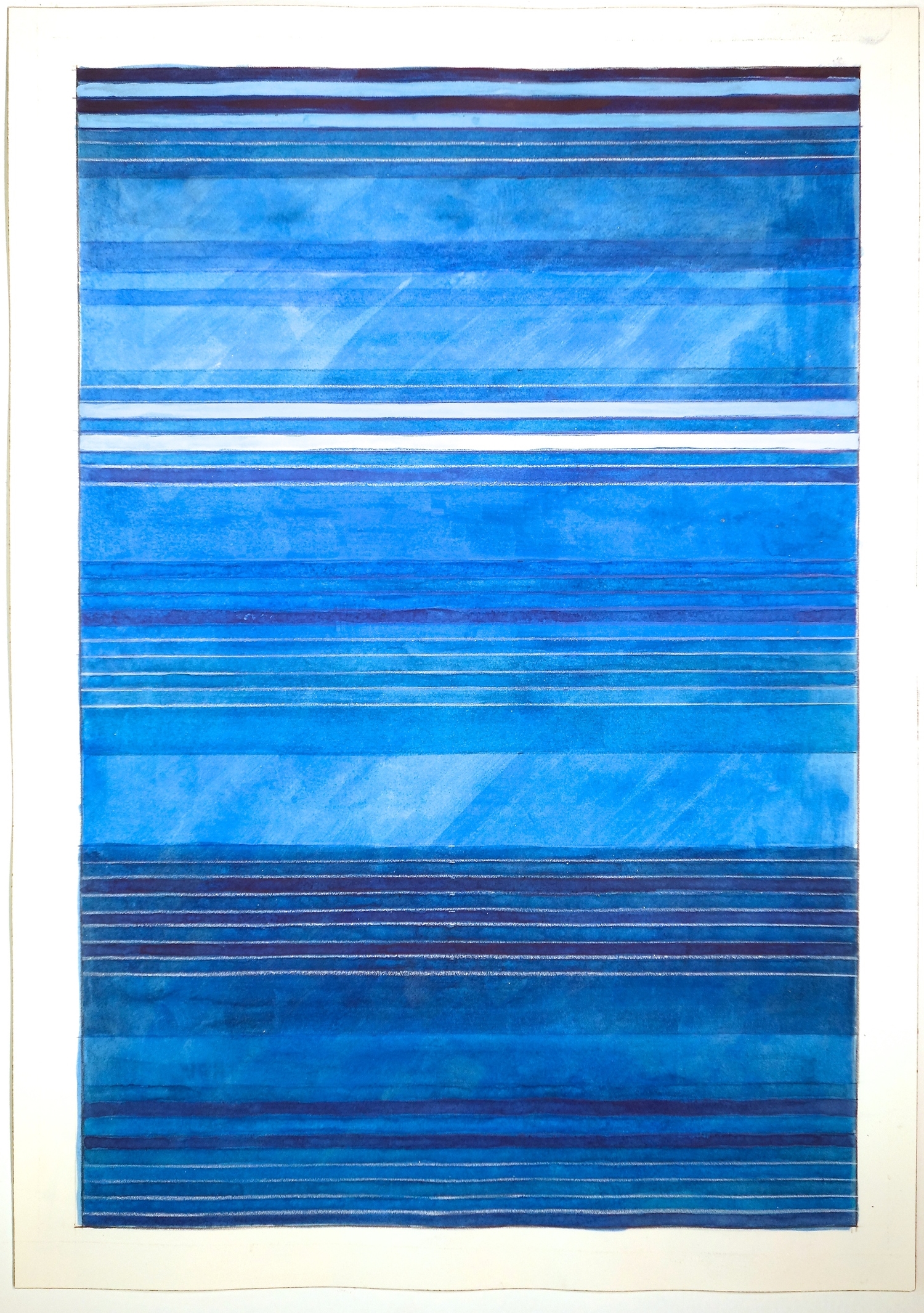 Color Bands (Blues), 2014, Watercolor and gouache on paper, 20”x14 1/4”