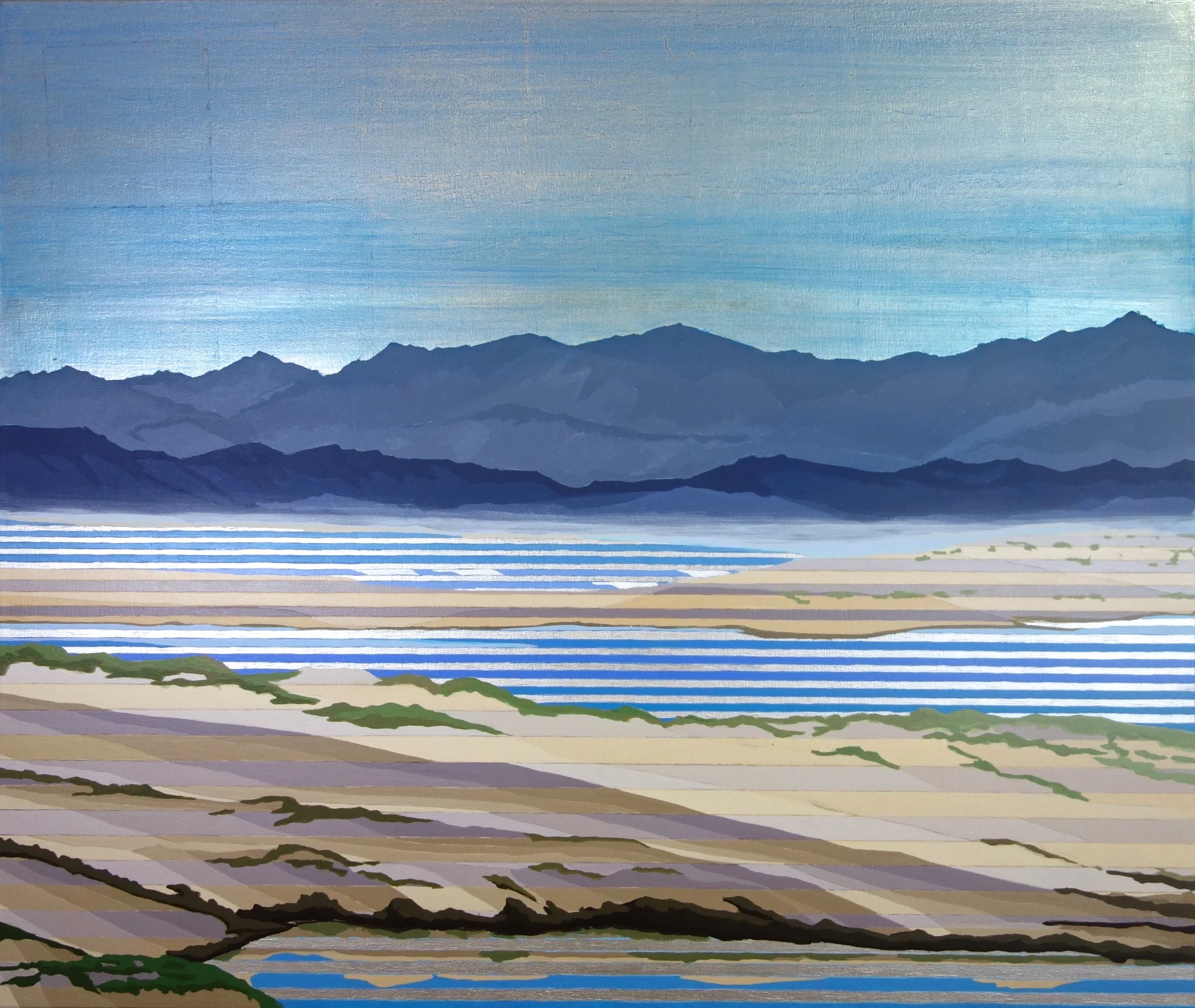 Dunes, 2016. Oil, Acrylic, Silver on Canvas. 32"x38"