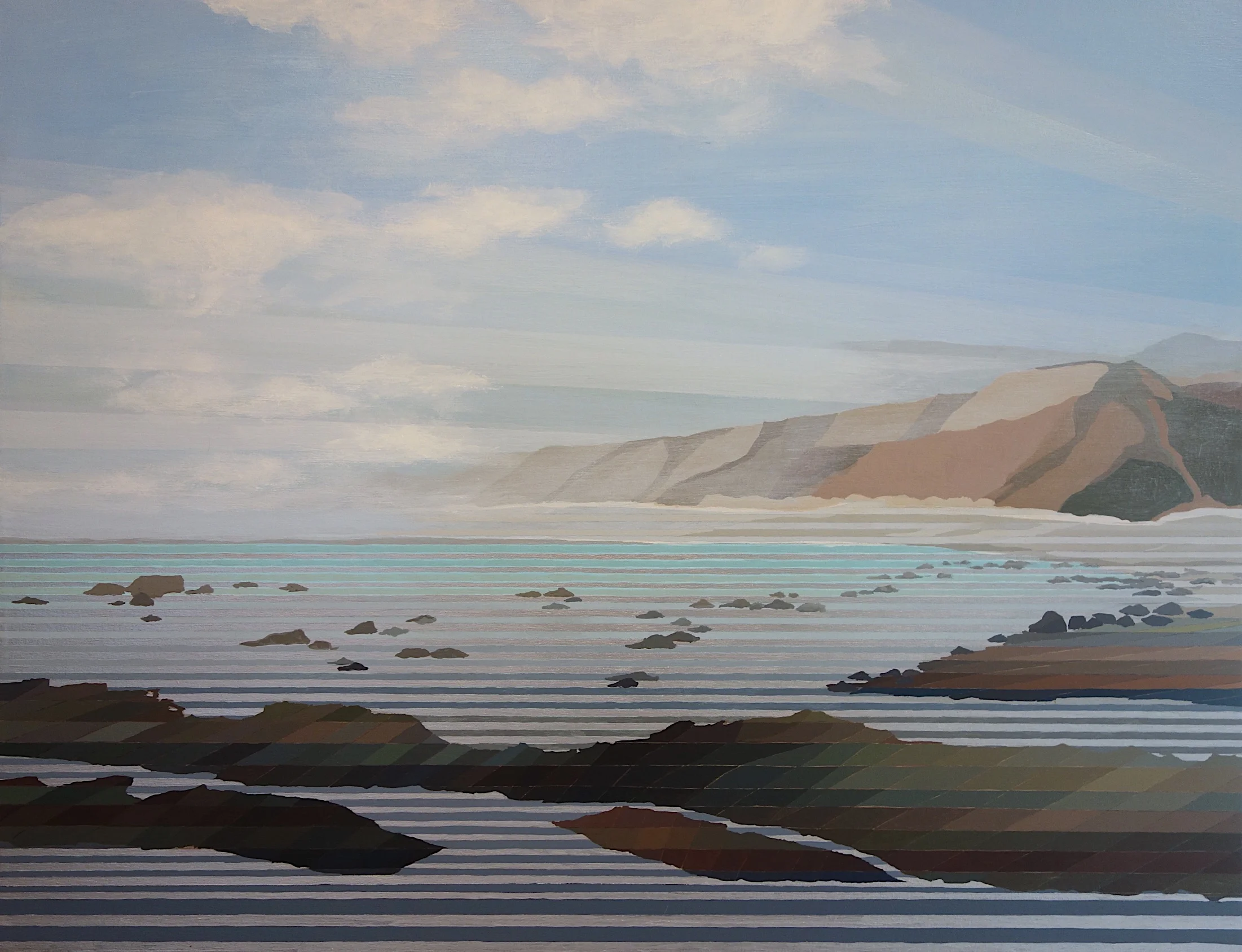 Abalone Cove, 2016. Acrylic and Silver on Canvas. 34"x44" (86x112cm)