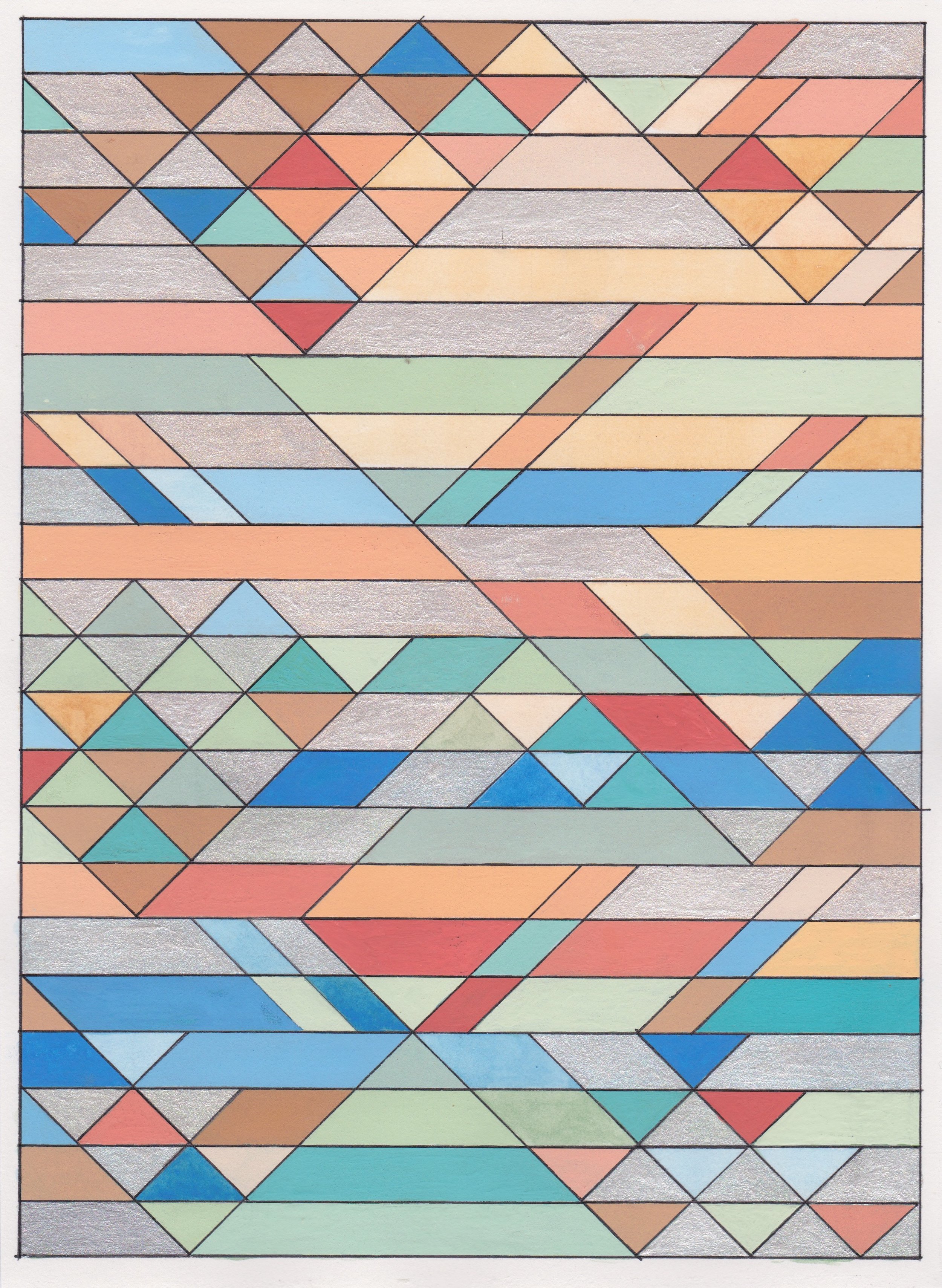 Ephemeral Triangles no.2, 2016. Gouache, Watercolor + Ink on Paper. 11.5"x8.5"