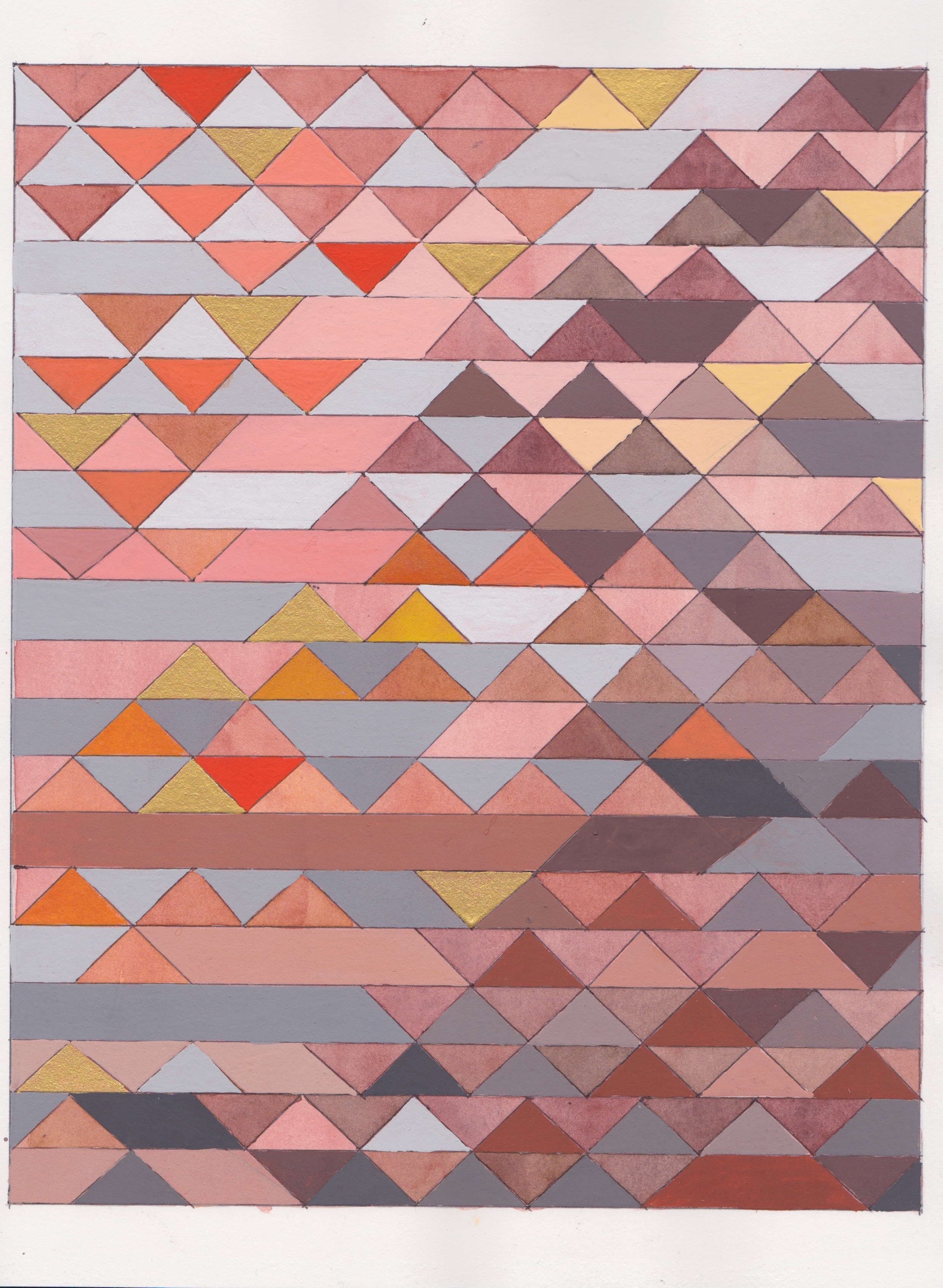 Ephemeral Triangles no.5, 2016. Gouache, Watercolor + Ink on Paper. 11.5"x8.5"
