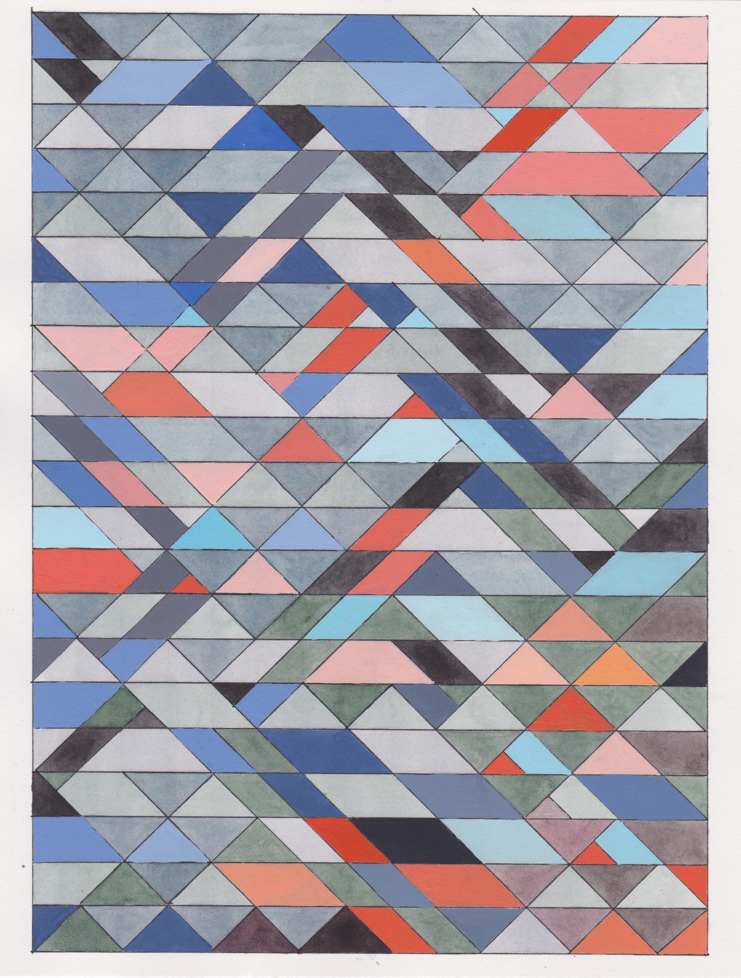 Ephemeral Triangles no.7, 2017. Gouache, Watercolor + Ink on Paper. 11.5"x8.5"