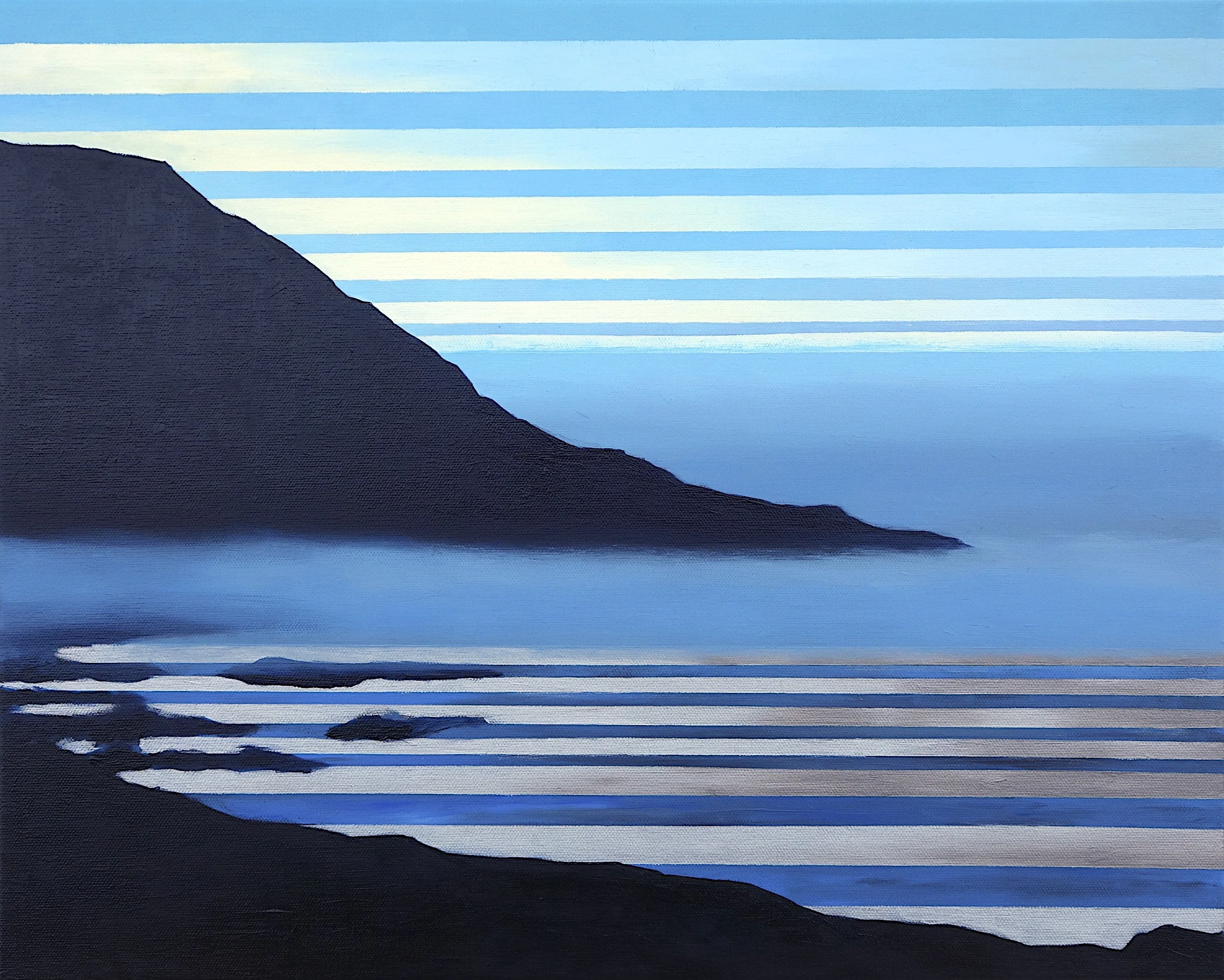 Big Sur at Dawn. 2017. Oil, Acrylic, Silver on Canvas. 16"x20"