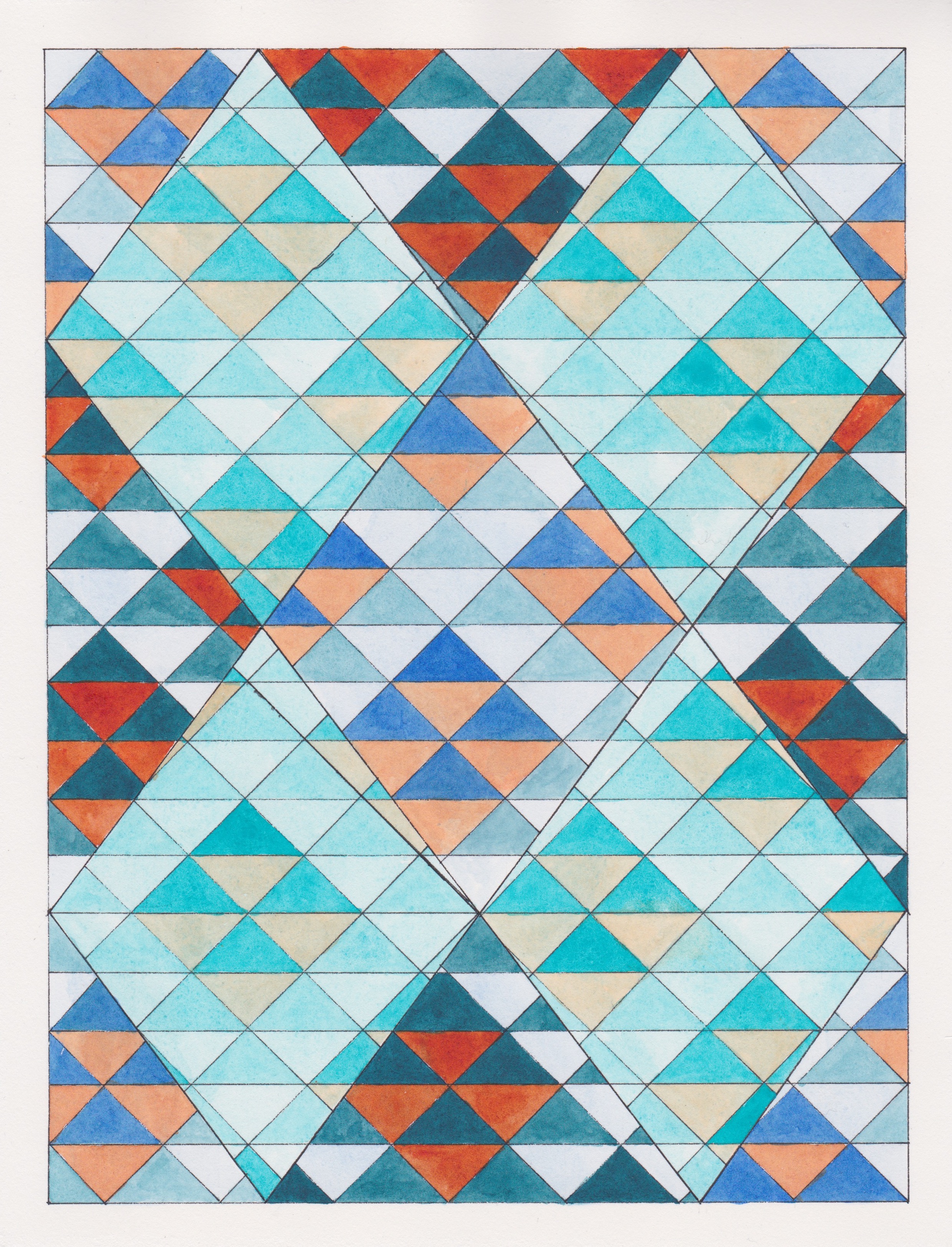 Ephemeral Triangles no.10, 2017. Gouache, Watercolor + Ink on Paper. 11.5"x8.5"